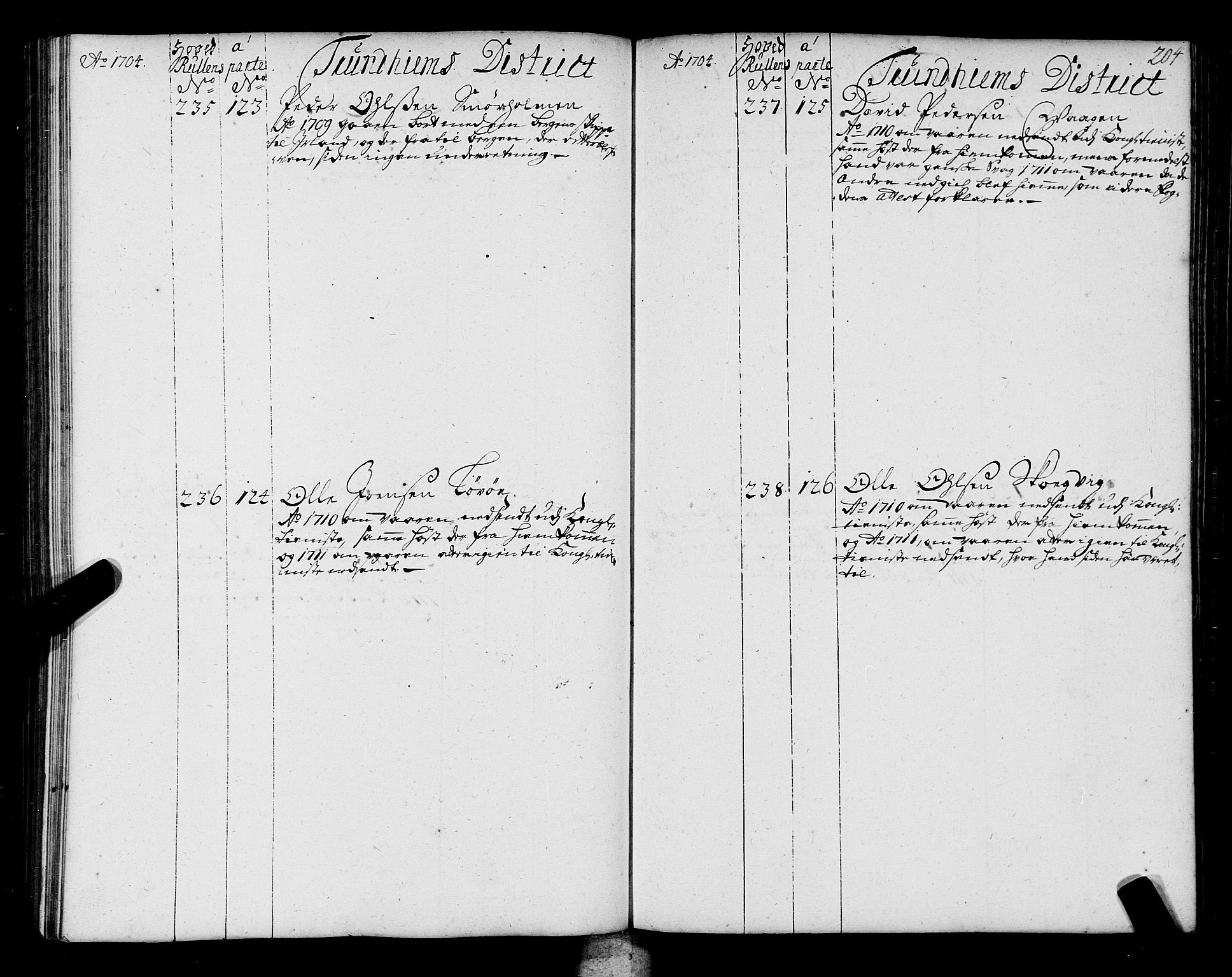 Sjøinnrulleringen - Trondhjemske distrikt, AV/SAT-A-5121/01/L0004: Ruller over sjøfolk i Trondhjem by, 1704-1710, s. 204