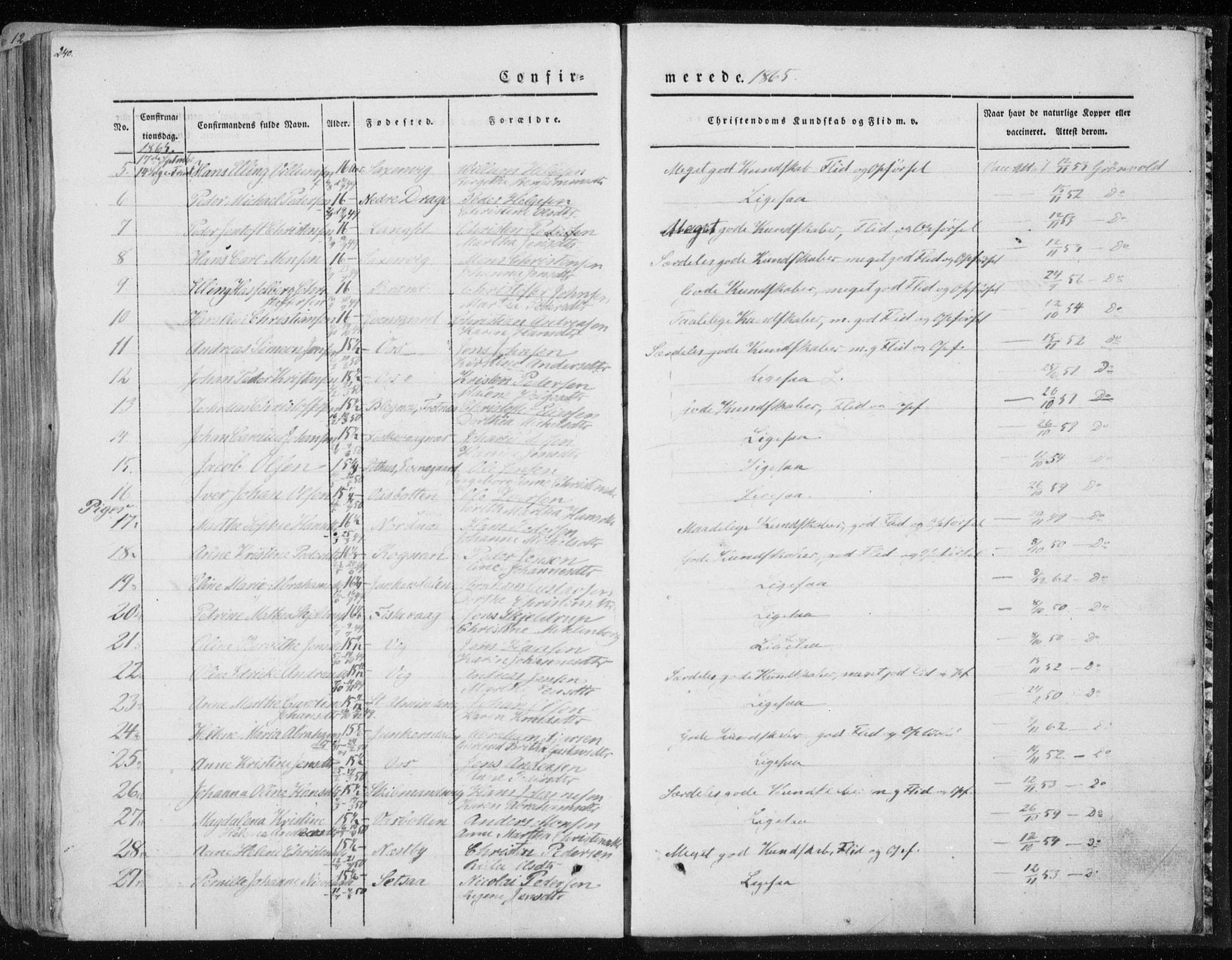 Ministerialprotokoller, klokkerbøker og fødselsregistre - Nordland, AV/SAT-A-1459/847/L0666: Ministerialbok nr. 847A06, 1842-1871, s. 240