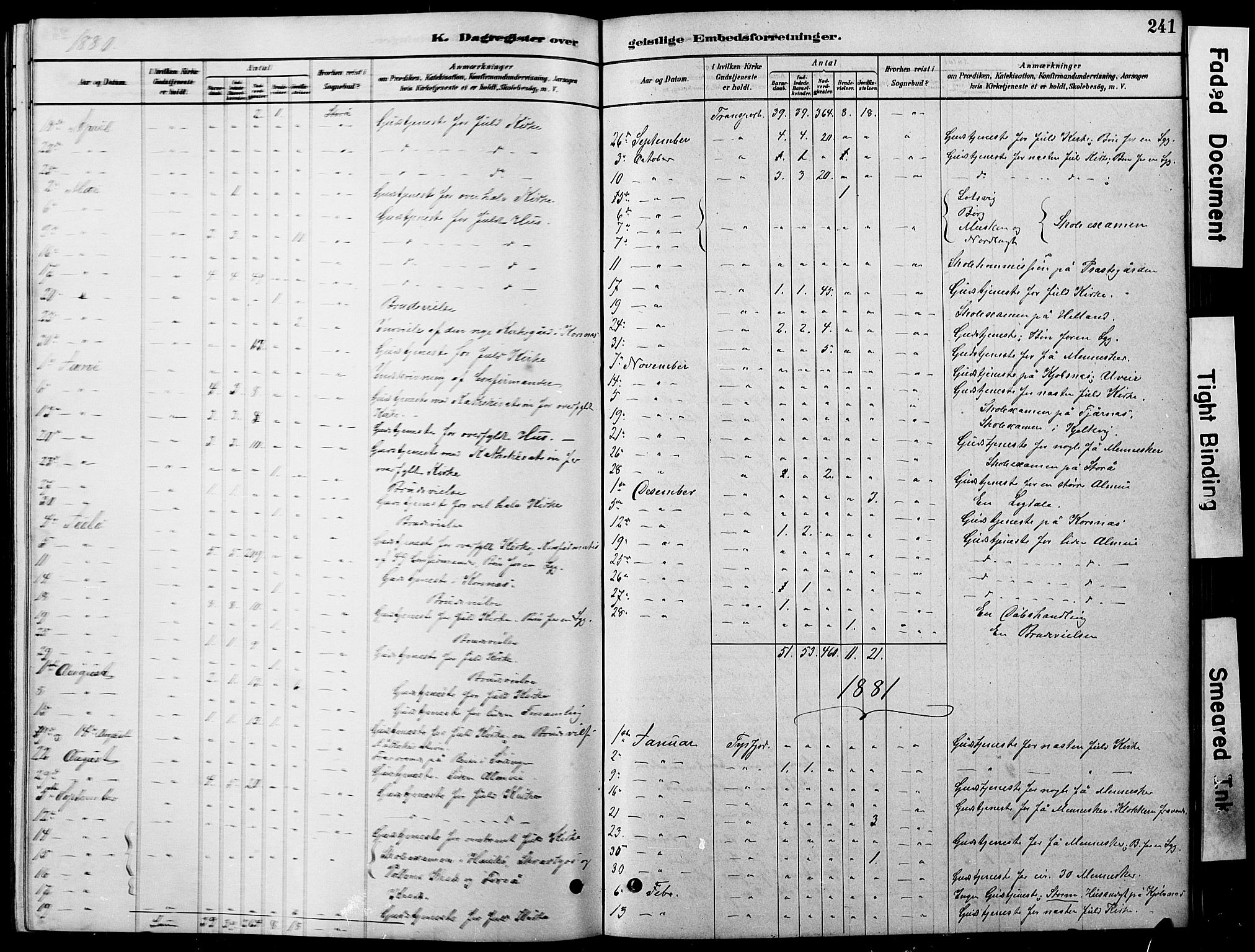 Ministerialprotokoller, klokkerbøker og fødselsregistre - Nordland, SAT/A-1459/861/L0875: Klokkerbok nr. 861C01, 1879-1887, s. 241