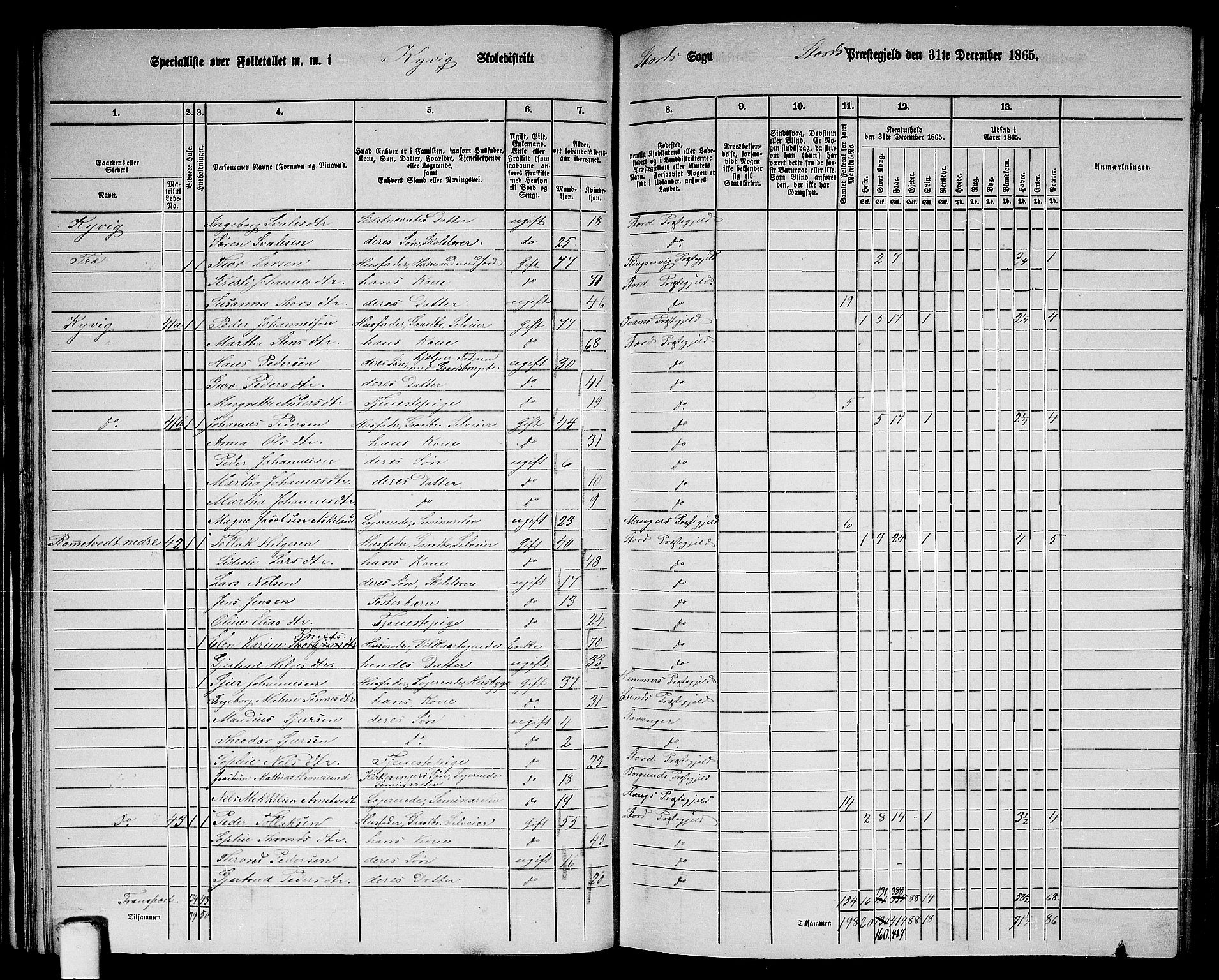 RA, Folketelling 1865 for 1221P Stord prestegjeld, 1865, s. 33