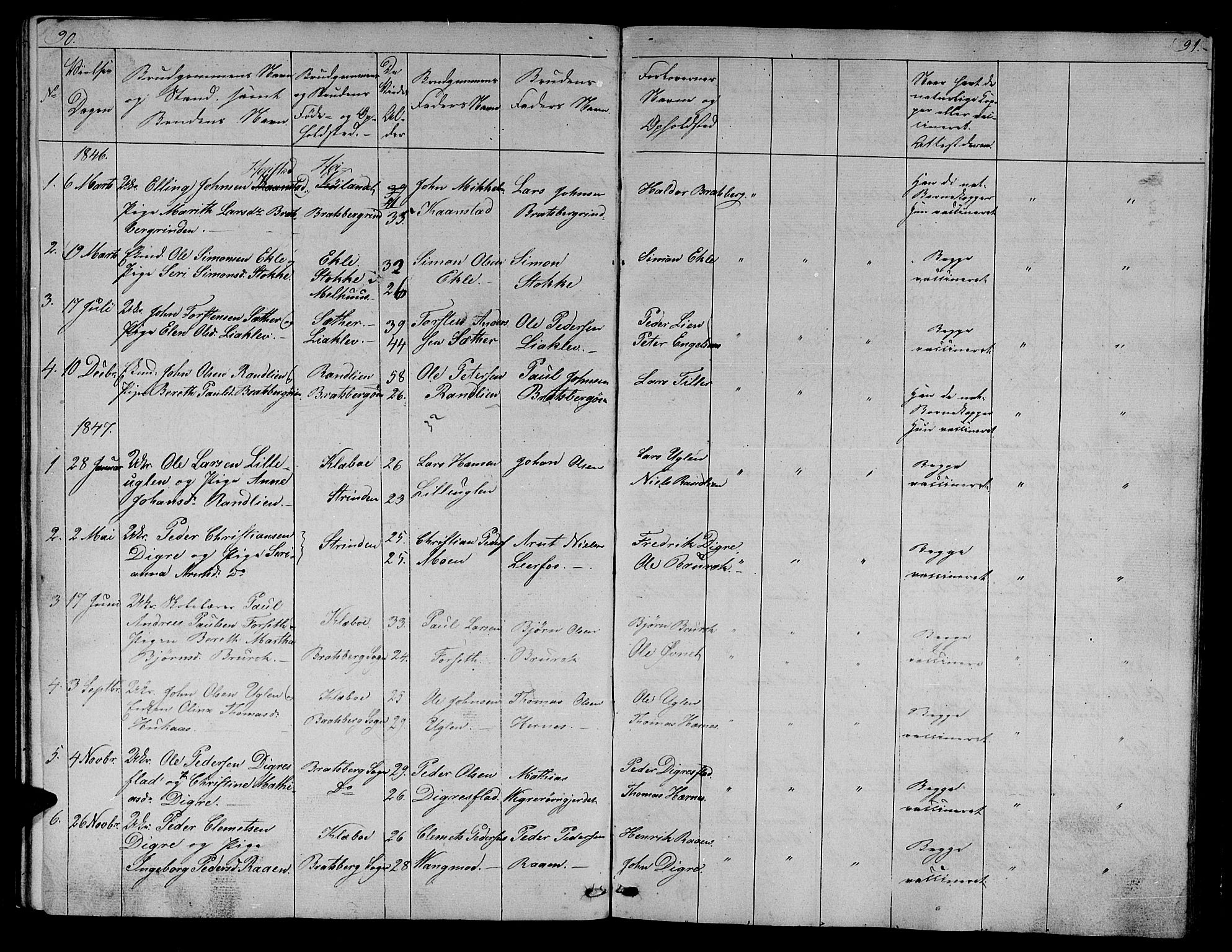 Ministerialprotokoller, klokkerbøker og fødselsregistre - Sør-Trøndelag, AV/SAT-A-1456/608/L0339: Klokkerbok nr. 608C05, 1844-1863, s. 90-91