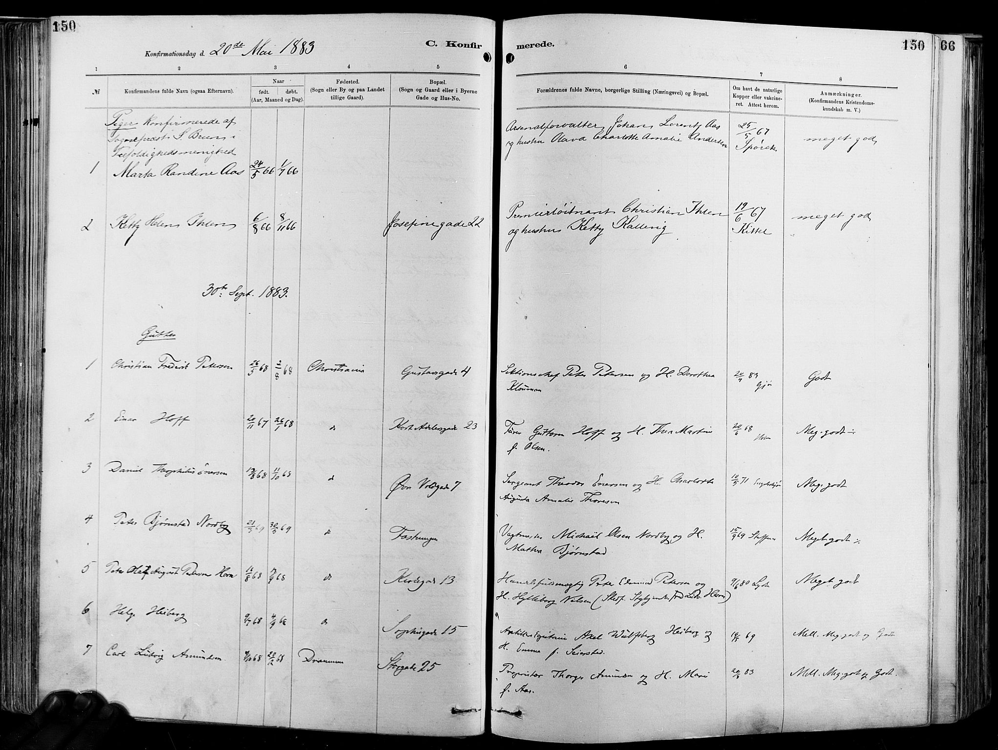Garnisonsmenigheten Kirkebøker, SAO/A-10846/F/Fa/L0012: Ministerialbok nr. 12, 1880-1893, s. 150