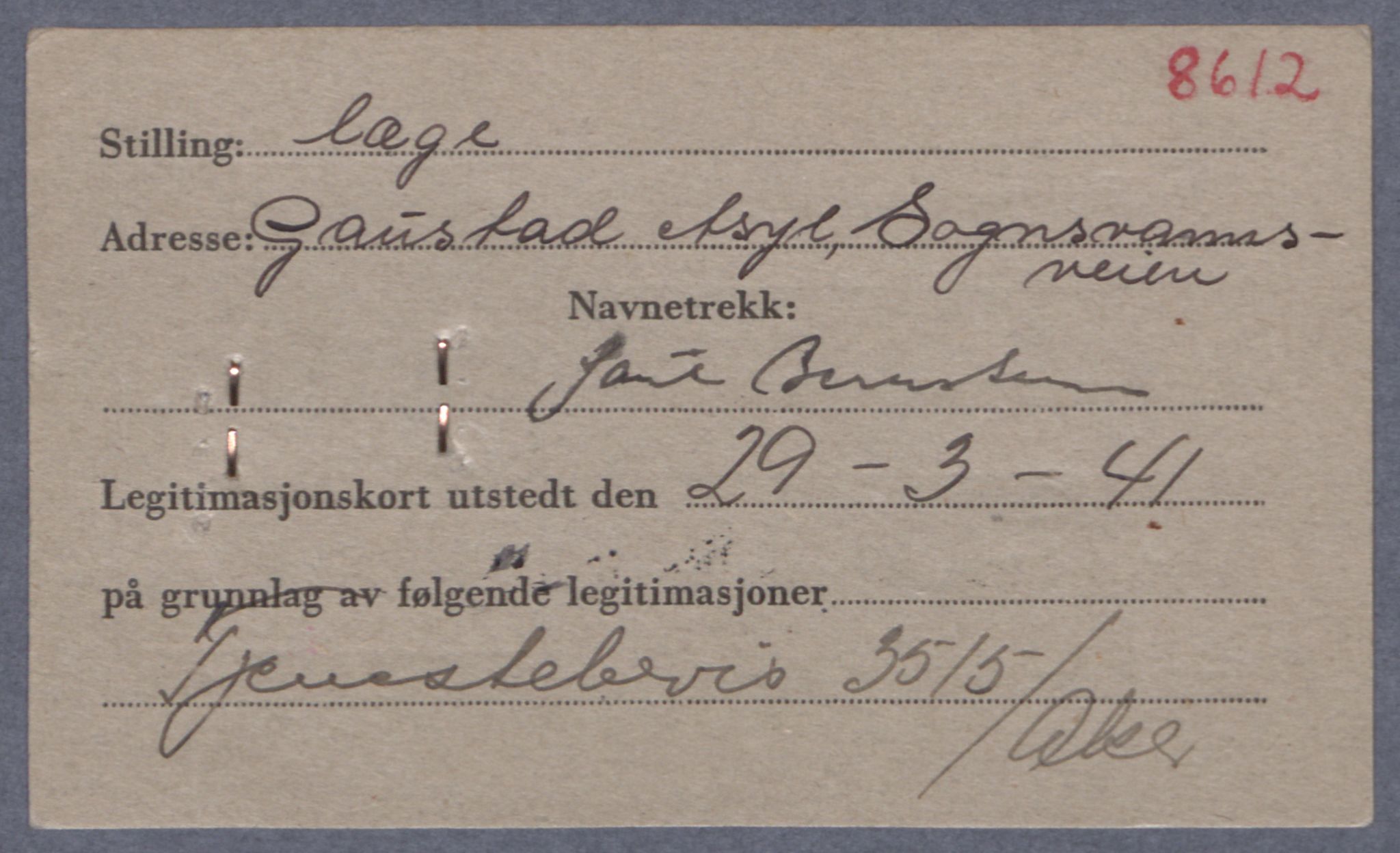 Sosialdepartementet, Våre Falne, AV/RA-S-1708/E/Ee/Eea/L0021A: Legitimasjonskort med fotografier for jøder, 1941-1942, s. 42