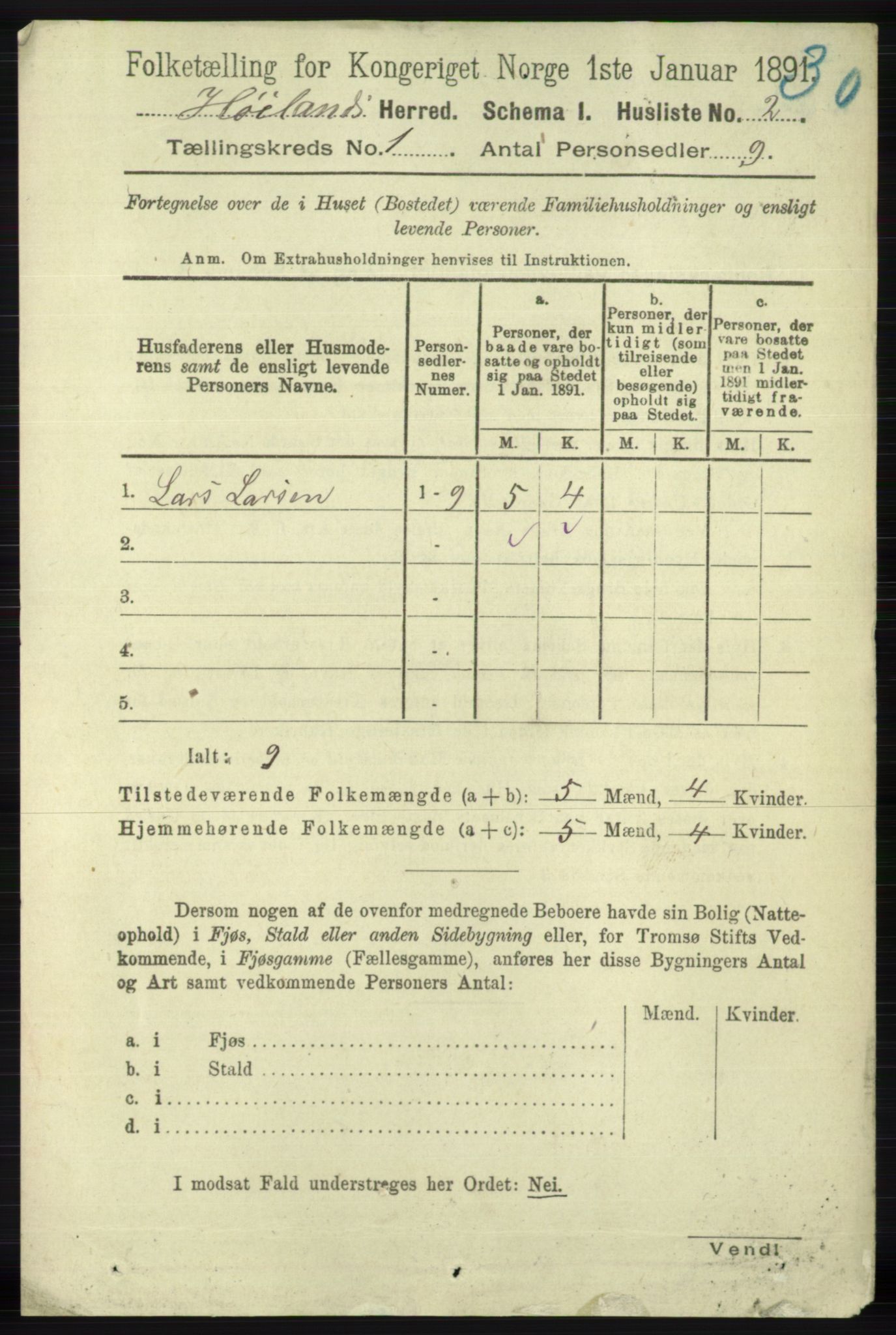 RA, Folketelling 1891 for 1123 Høyland herred, 1891, s. 29