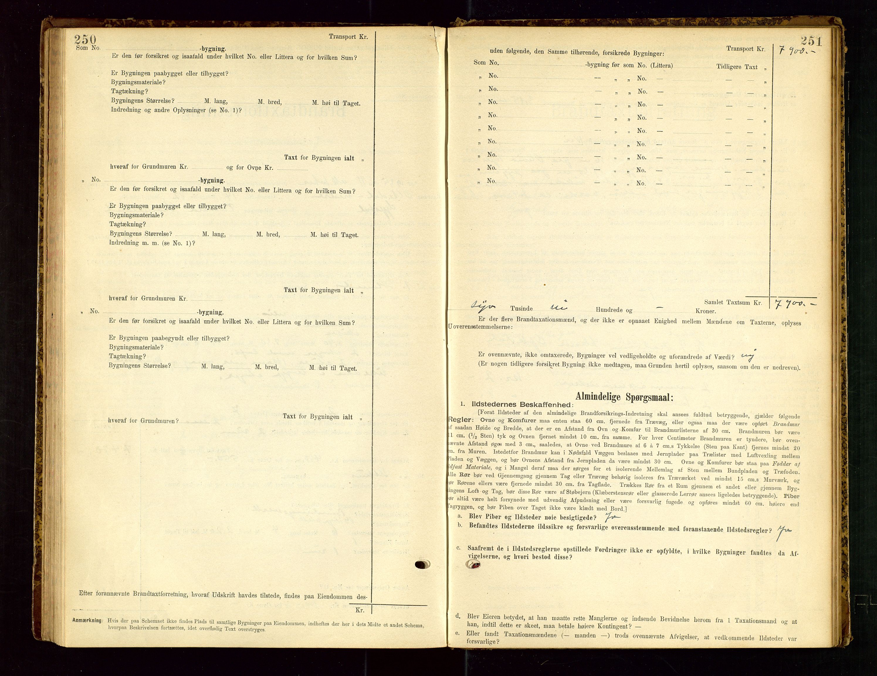 Gjesdal lensmannskontor, SAST/A-100441/Go/L0007: Branntakstskjemaprotokoll, 1894-1937, s. 250-251