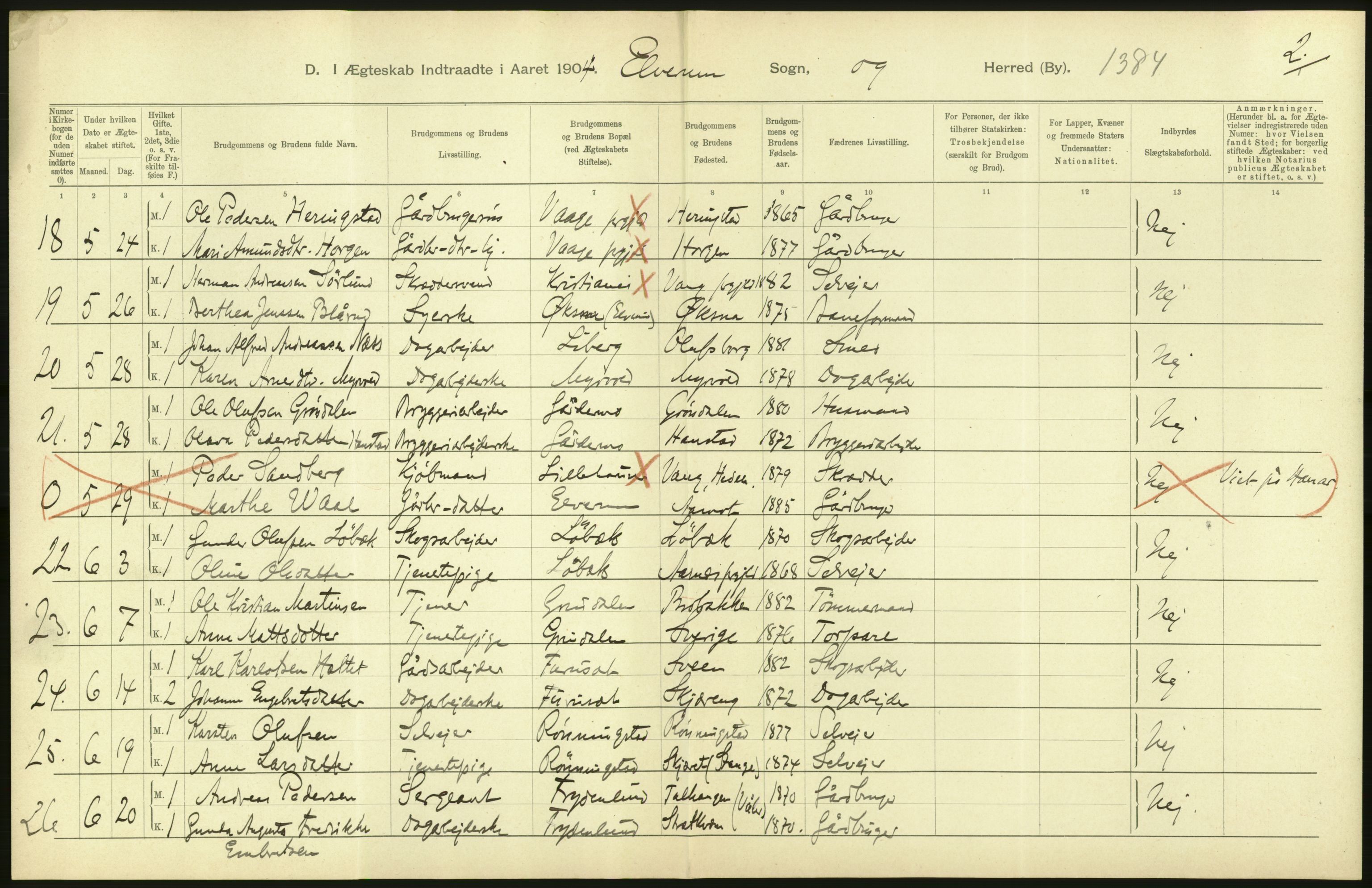 Statistisk sentralbyrå, Sosiodemografiske emner, Befolkning, AV/RA-S-2228/D/Df/Dfa/Dfab/L0005: Hedemarkens amt: Fødte, gifte, døde, 1904, s. 564