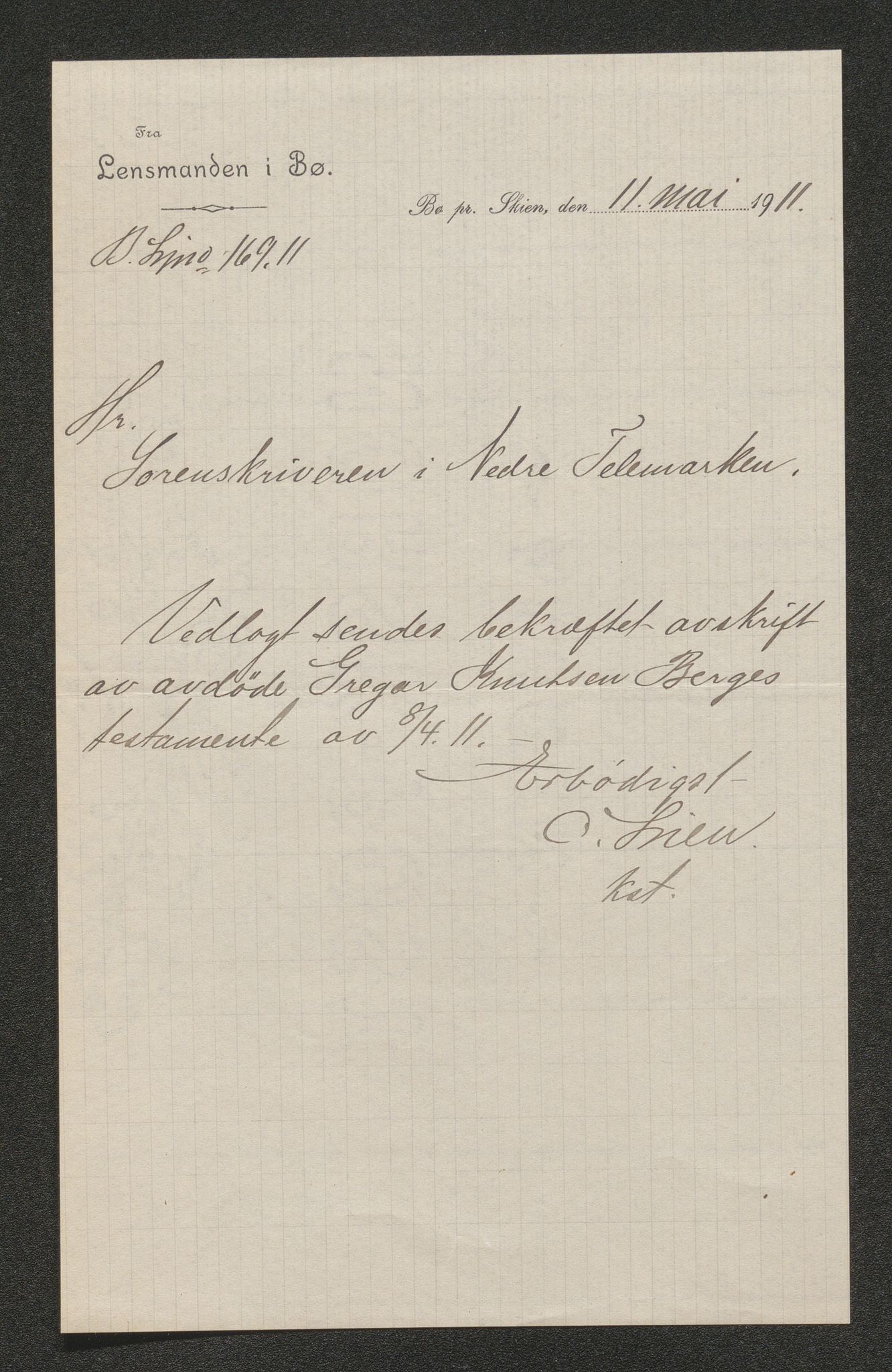 Nedre Telemark sorenskriveri, AV/SAKO-A-135/H/Ha/Hab/L0005: Dødsfallsfortegnelser
, 1911-1916, s. 19