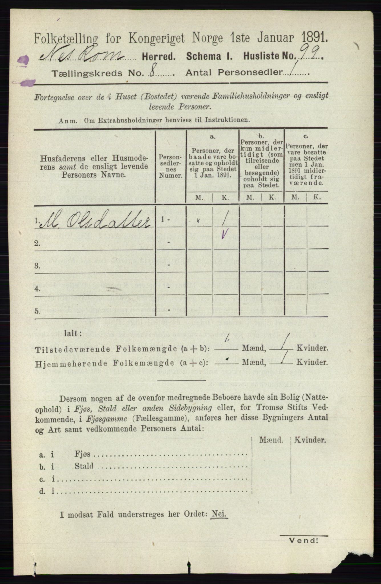 RA, Folketelling 1891 for 0236 Nes herred, 1891, s. 4579