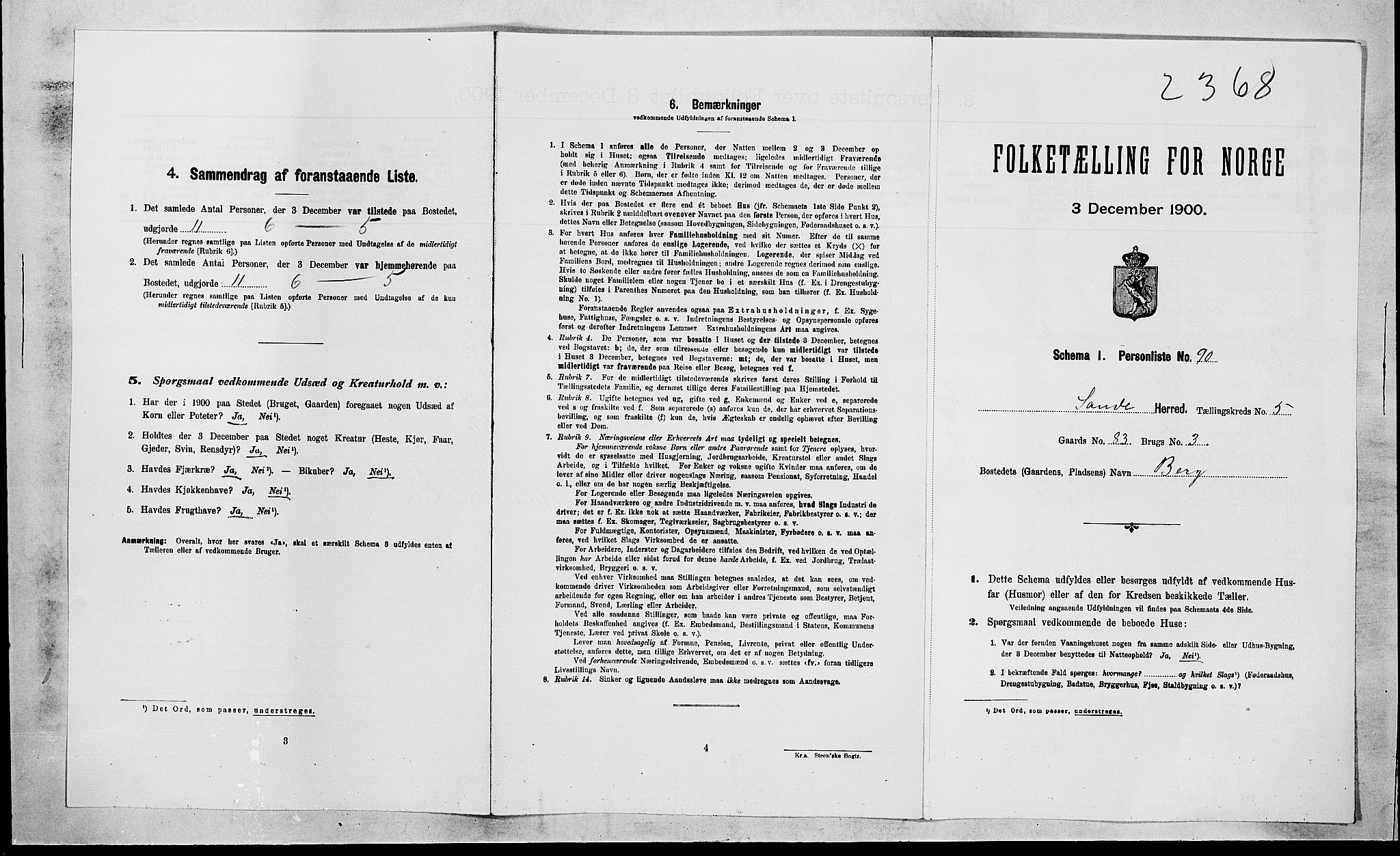 RA, Folketelling 1900 for 0713 Sande herred, 1900, s. 898