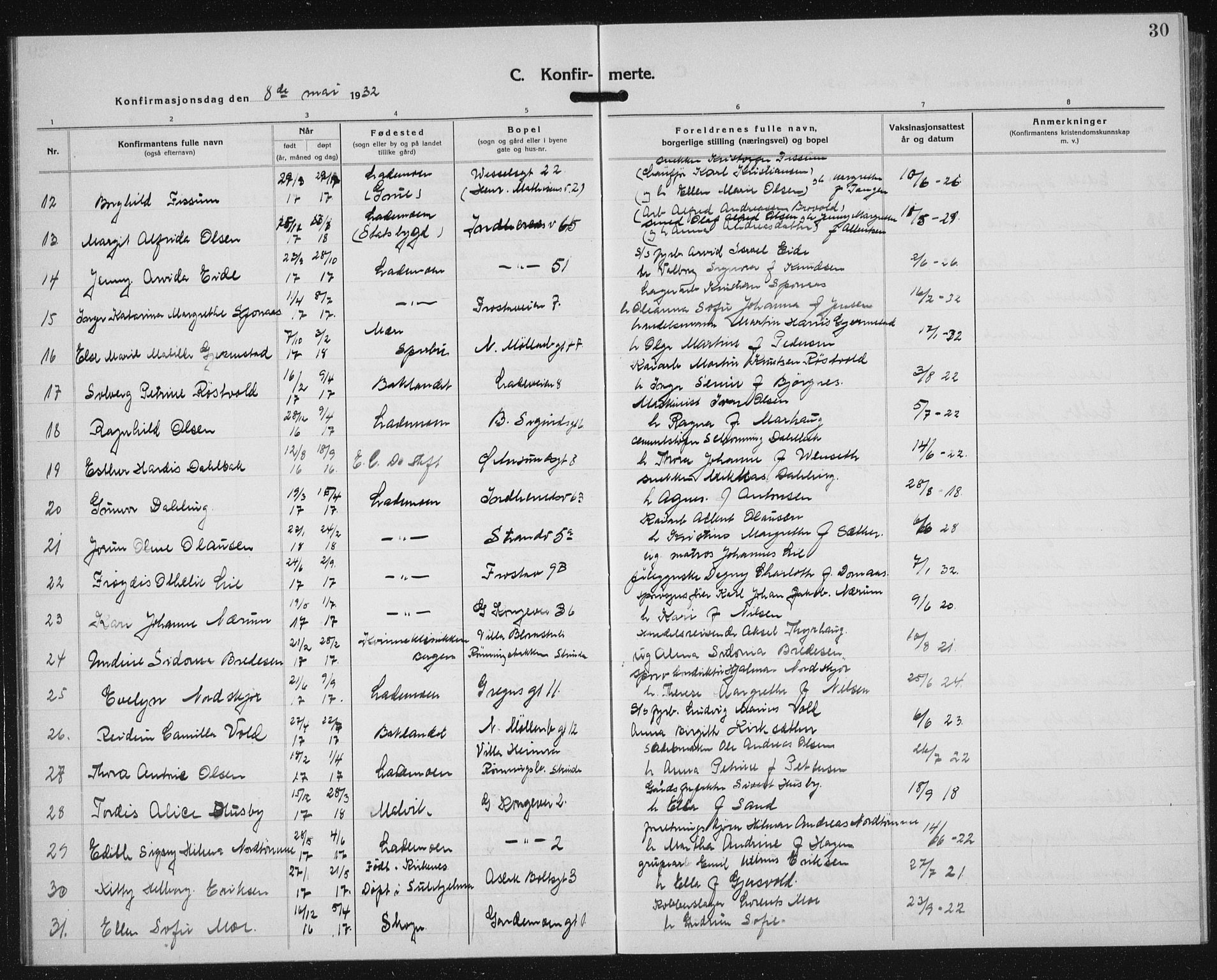 Ministerialprotokoller, klokkerbøker og fødselsregistre - Sør-Trøndelag, AV/SAT-A-1456/605/L0262: Klokkerbok nr. 605C09, 1930-1933, s. 30