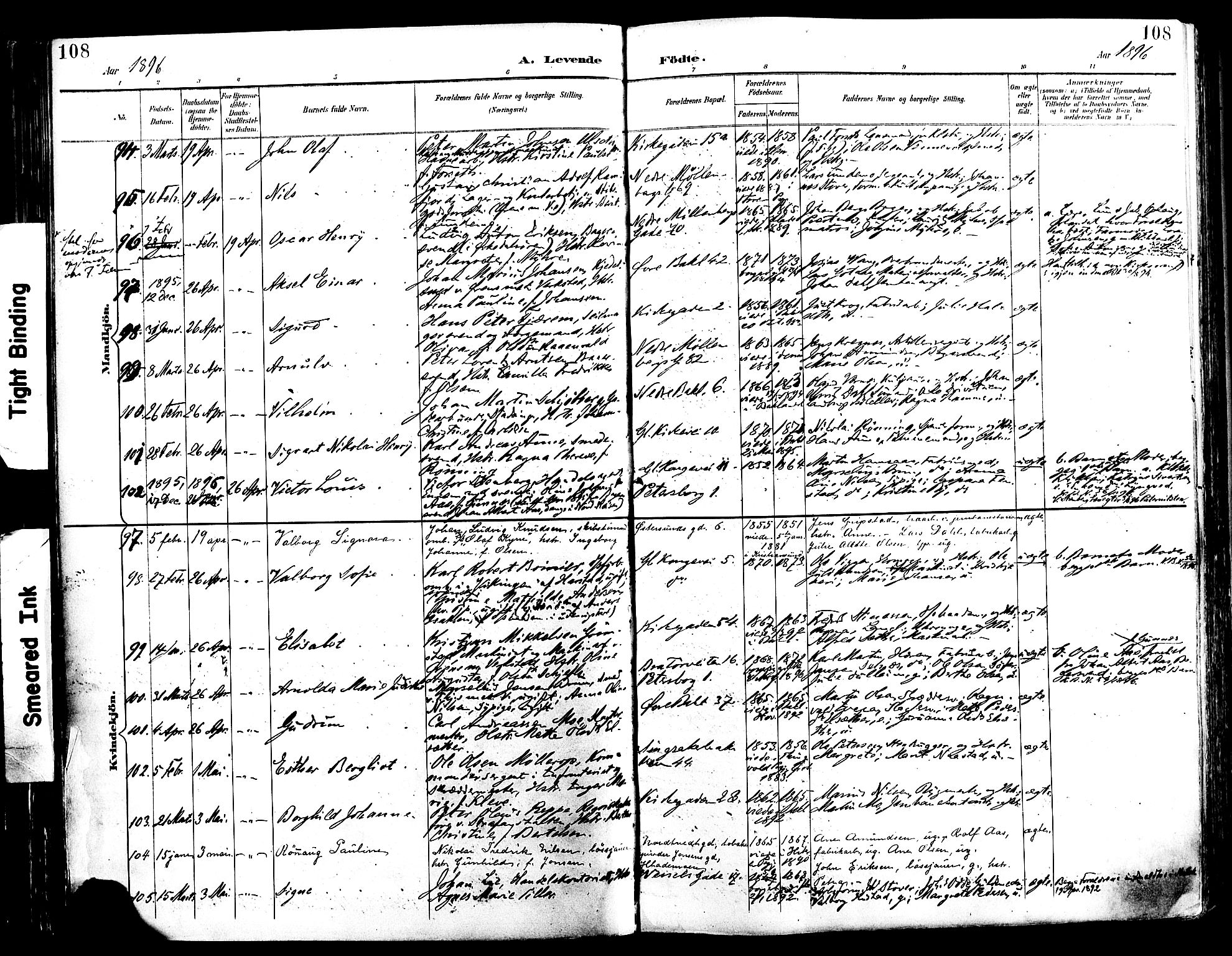Ministerialprotokoller, klokkerbøker og fødselsregistre - Sør-Trøndelag, SAT/A-1456/604/L0197: Ministerialbok nr. 604A18, 1893-1900, s. 108
