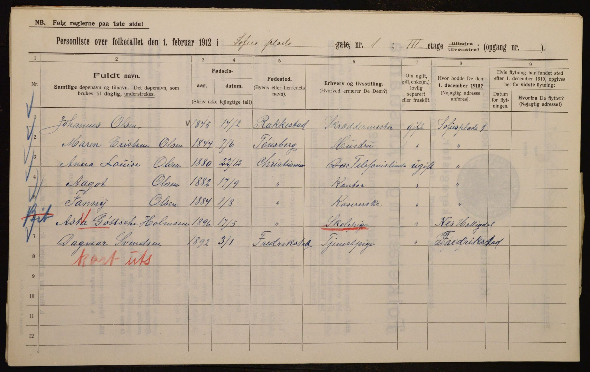 OBA, Kommunal folketelling 1.2.1912 for Kristiania, 1912, s. 99657