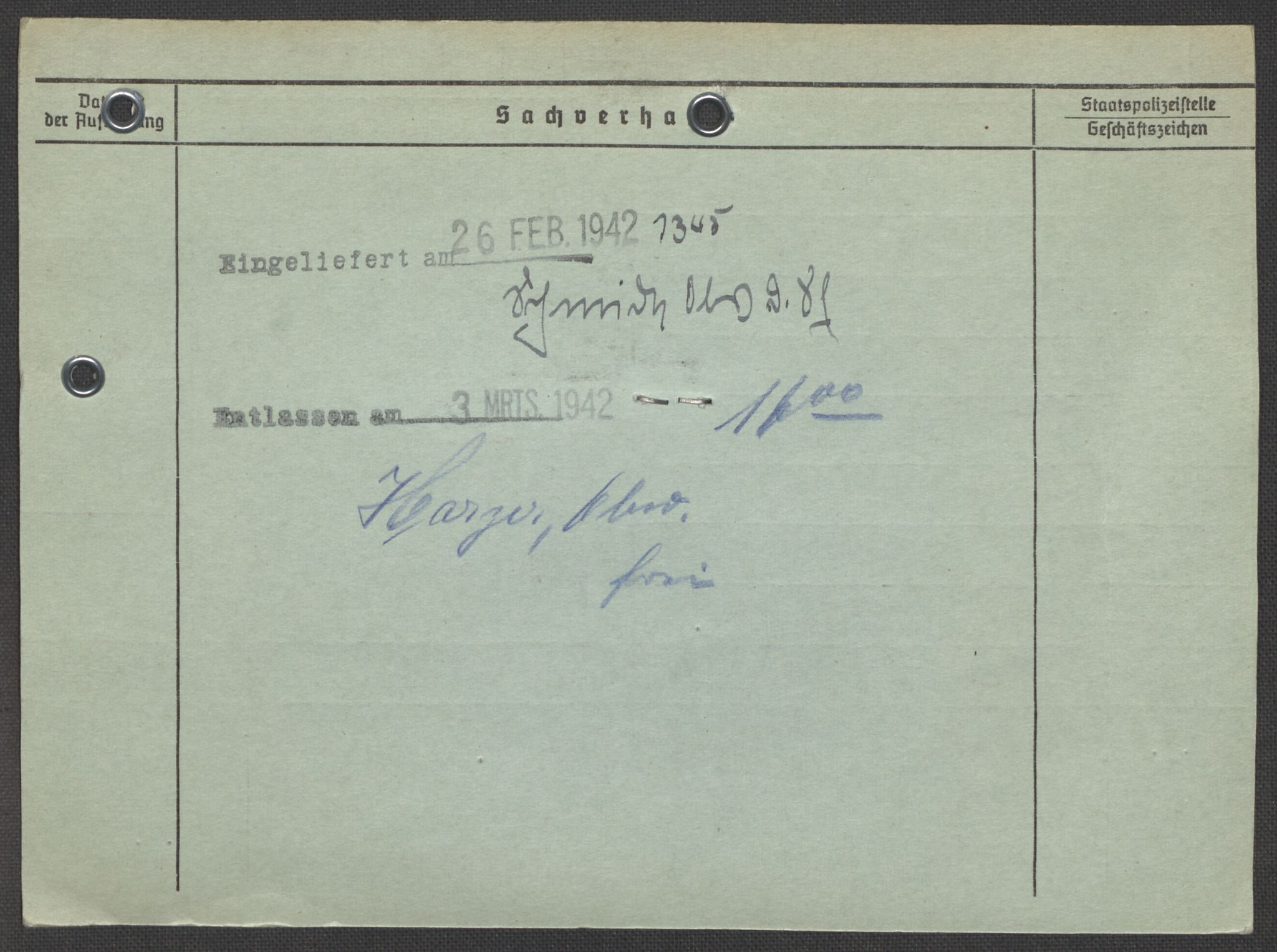 Befehlshaber der Sicherheitspolizei und des SD, RA/RAFA-5969/E/Ea/Eaa/L0002: Register over norske fanger i Møllergata 19: Bj-Eng, 1940-1945, s. 1132