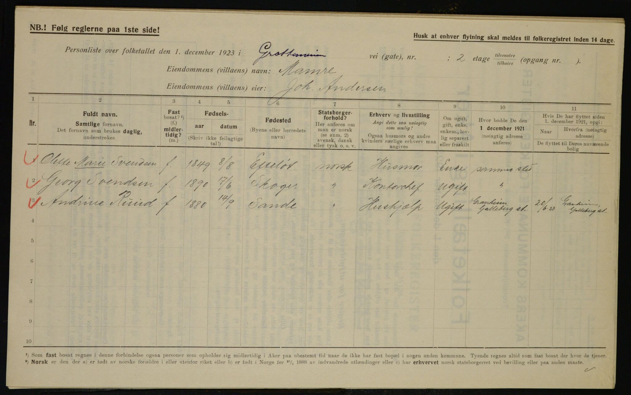 , Kommunal folketelling 1.12.1923 for Aker, 1923, s. 39222