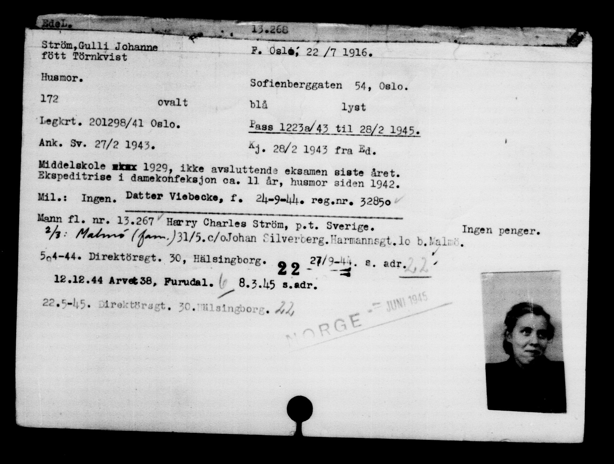 Den Kgl. Norske Legasjons Flyktningskontor, AV/RA-S-6753/V/Va/L0007: Kjesäterkartoteket.  Flyktningenr. 12700-15723, 1940-1945, s. 652