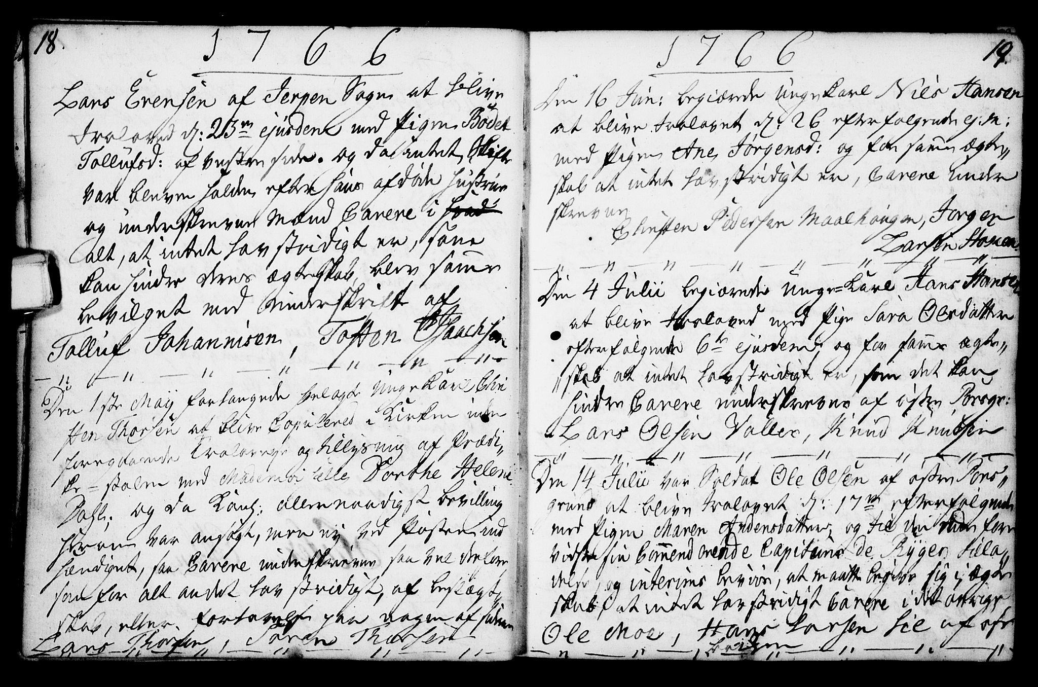 Porsgrunn kirkebøker , SAKO/A-104/F/Fa/L0003: Ministerialbok nr. 3, 1764-1814, s. 18-19