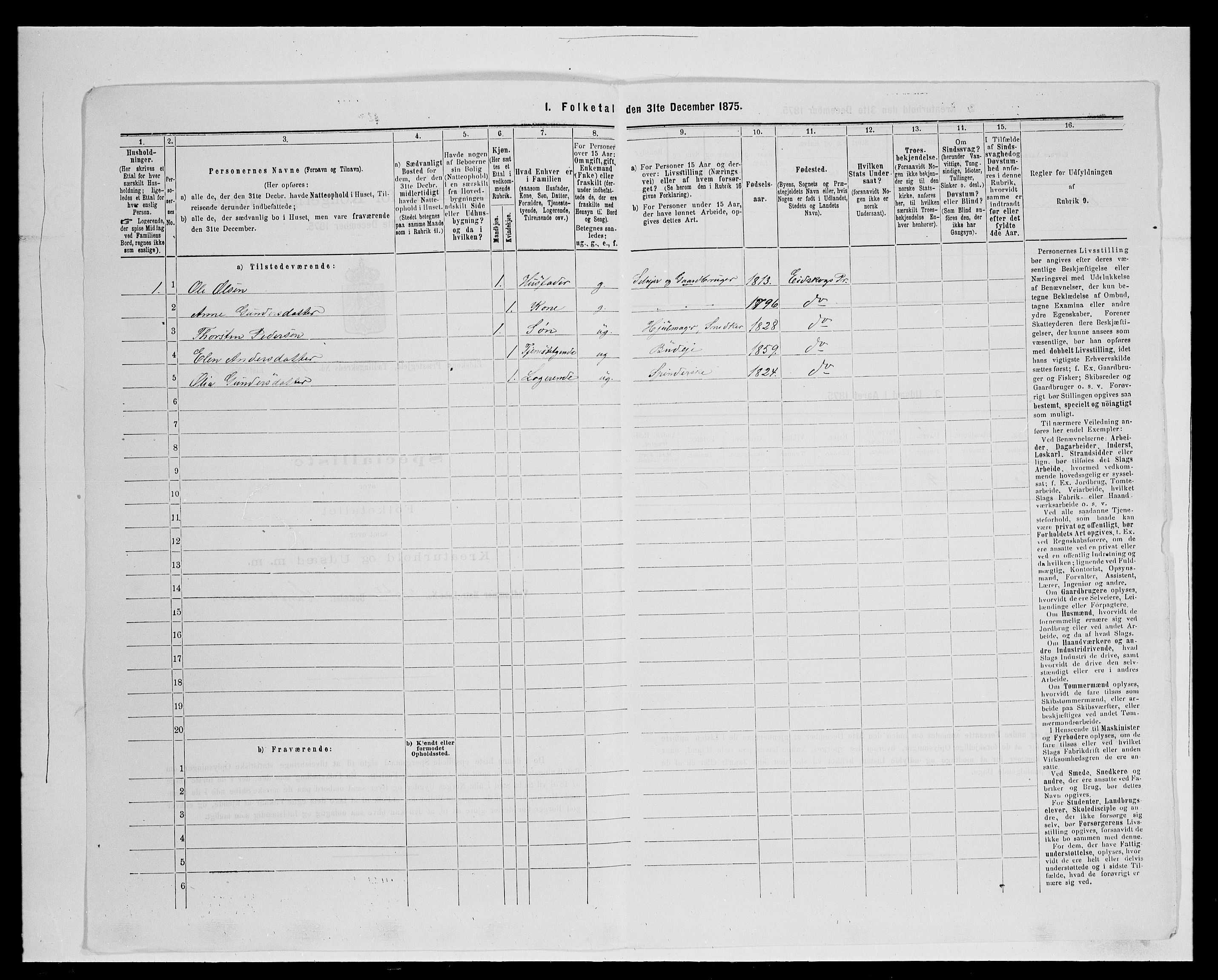 SAH, Folketelling 1875 for 0420P Eidskog prestegjeld, 1875, s. 1727