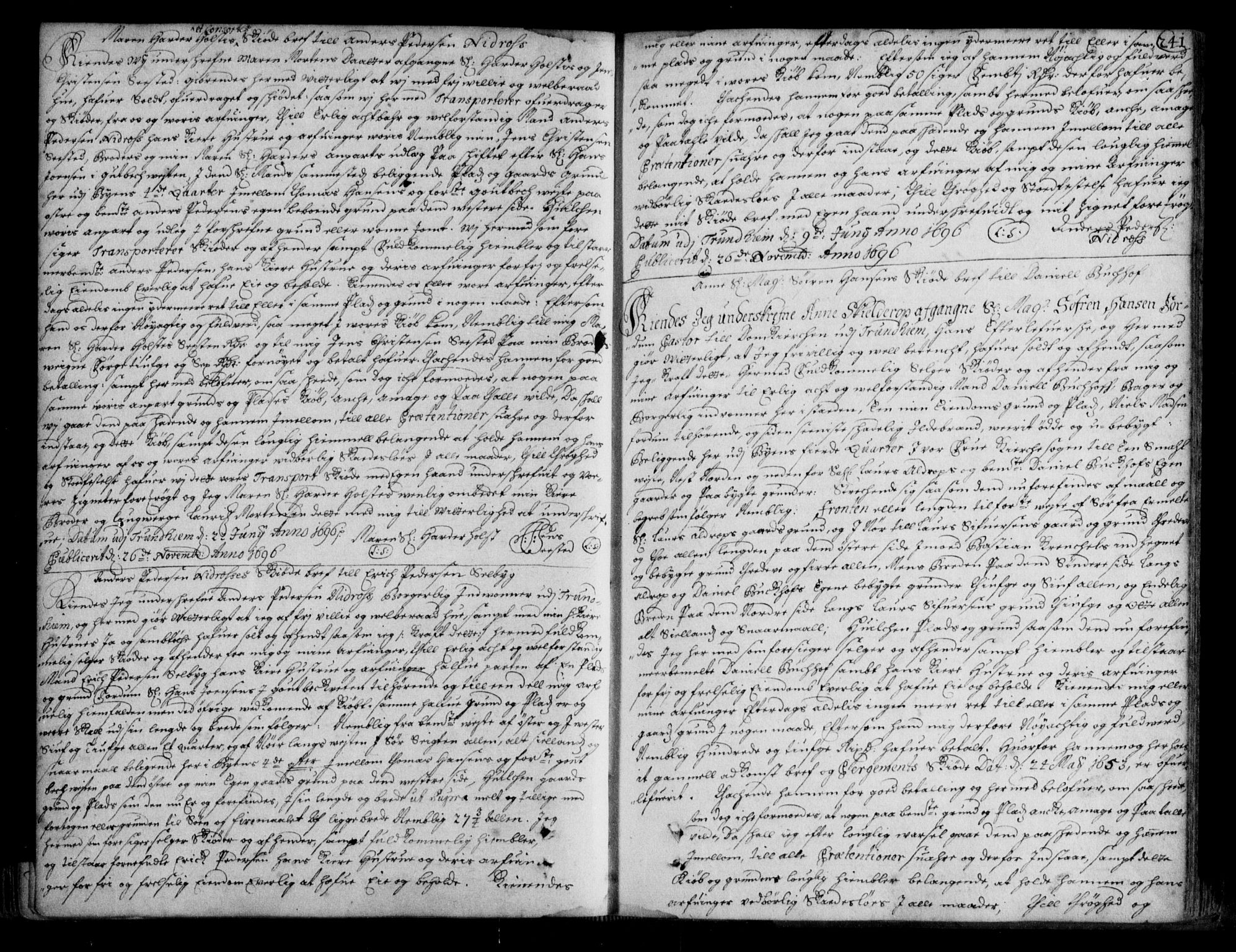 Trondheim byfogd, AV/SAT-A-0003/1/2/2C/L0003: Pantebok nr. 1a, 1688-1700, s. 241