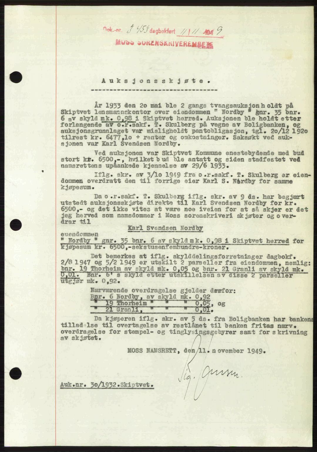 Moss sorenskriveri, SAO/A-10168: Pantebok nr. A2, 1947-1950, Dagboknr: 3453/1949