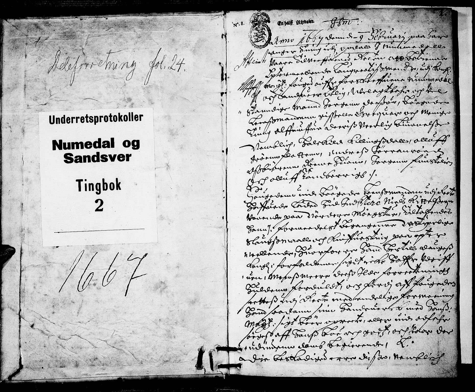 Numedal og Sandsvær sorenskriveri, SAKO/A-128/F/Fa/Faa/L0002: Tingbøker, 1667, s. 0b-1a