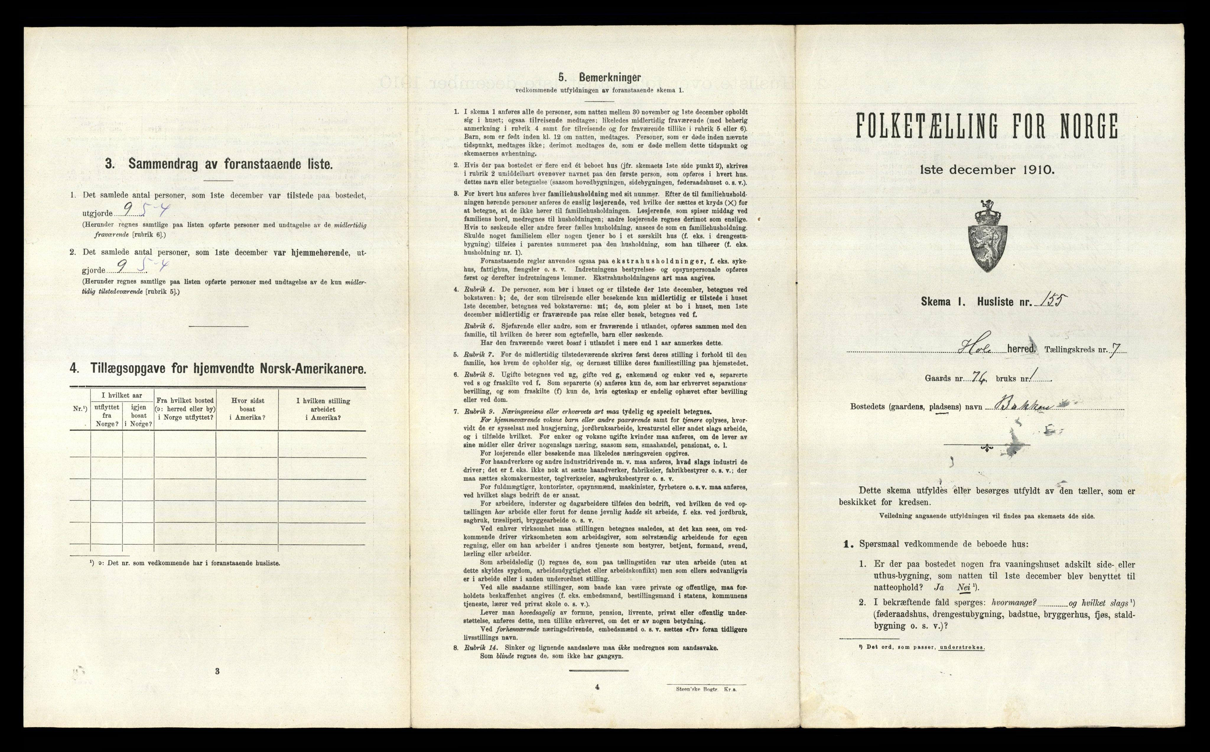 RA, Folketelling 1910 for 0612 Hole herred, 1910, s. 1194