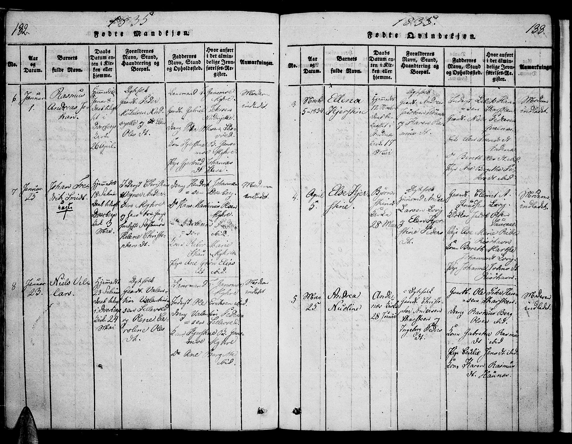 Ministerialprotokoller, klokkerbøker og fødselsregistre - Nordland, AV/SAT-A-1459/897/L1395: Ministerialbok nr. 897A03, 1820-1841, s. 132-133