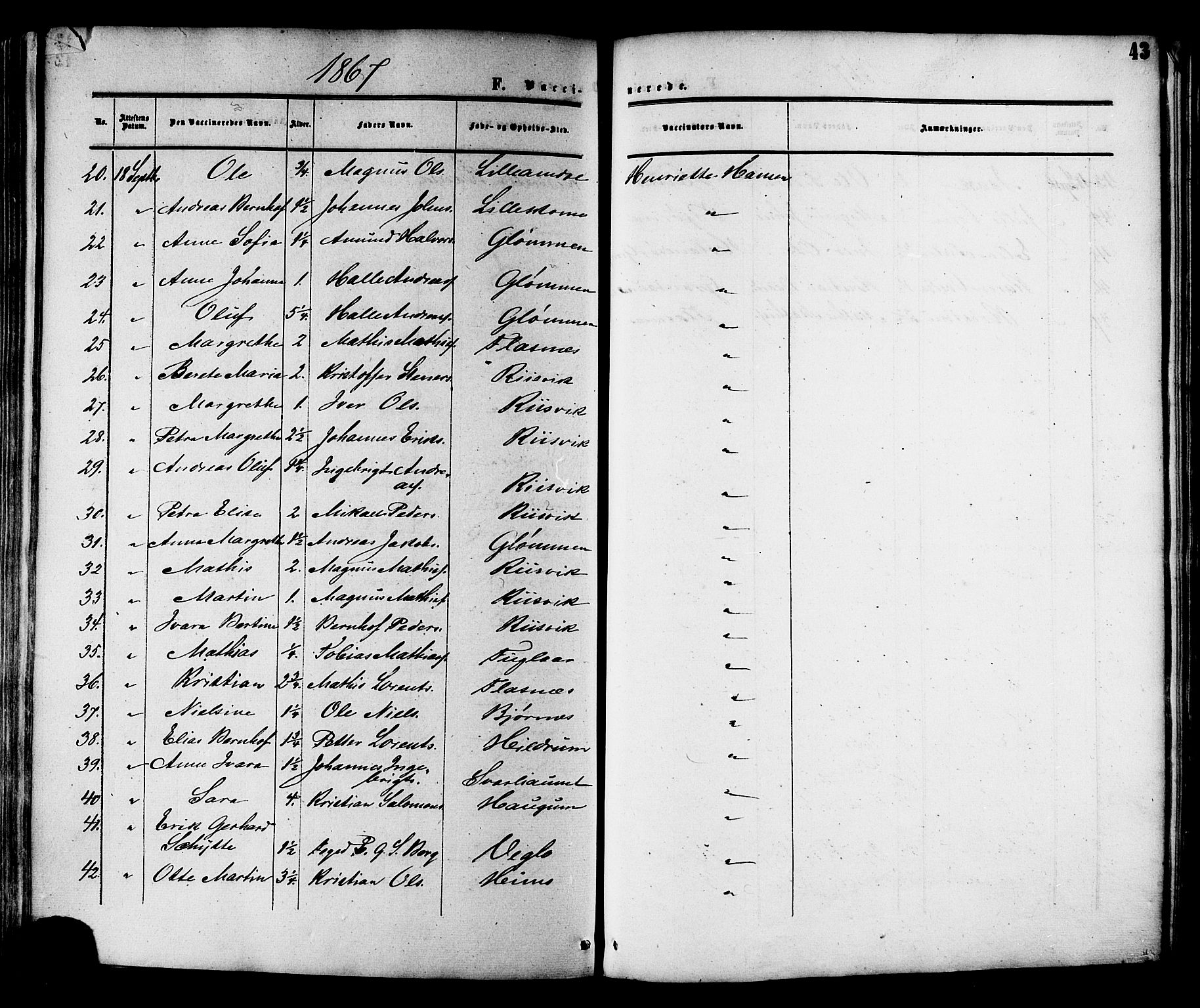 Ministerialprotokoller, klokkerbøker og fødselsregistre - Nord-Trøndelag, SAT/A-1458/764/L0553: Ministerialbok nr. 764A08, 1858-1880, s. 43