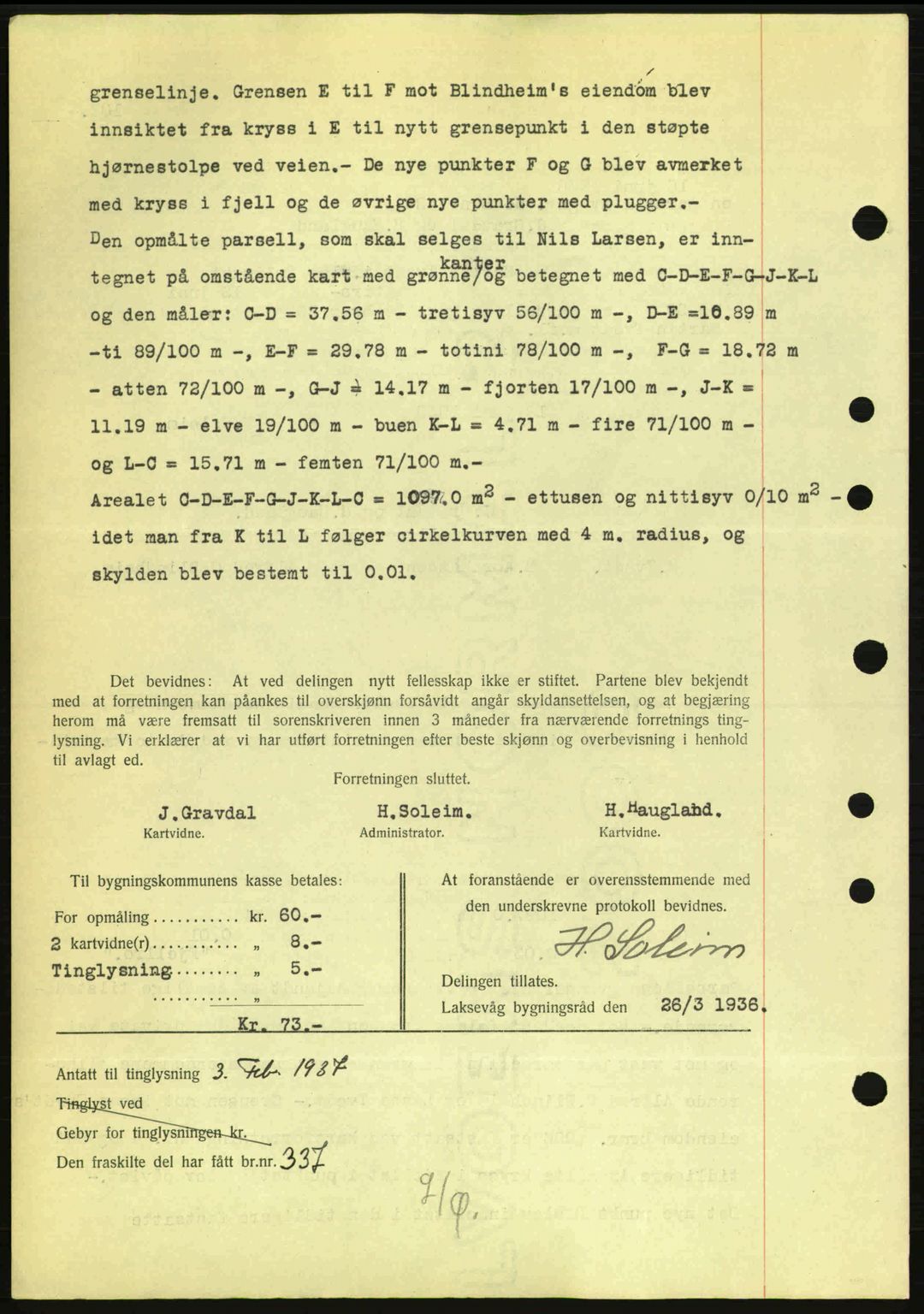 Midhordland sorenskriveri, SAB/A-3001/1/G/Gb/Gbk/L0001: Pantebok nr. A1-6, 1936-1937, Dagboknr: 382/1937