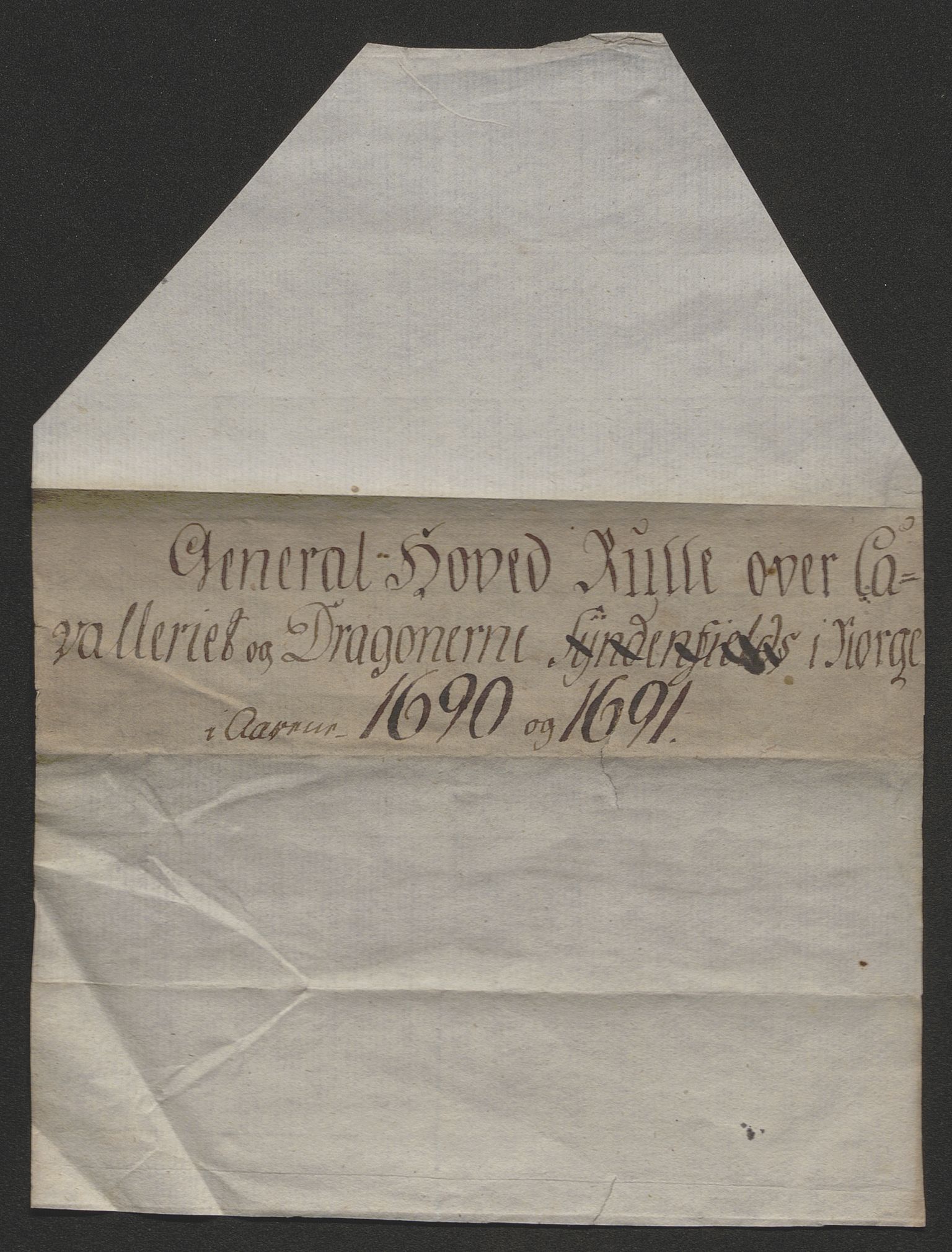 Rentekammeret inntil 1814, Realistisk ordnet avdeling, RA/EA-4070/Ok/L0013: [Ff 19]: Generalhovedrulle over kavaleriet og dragonene i Norge, 1690-1691