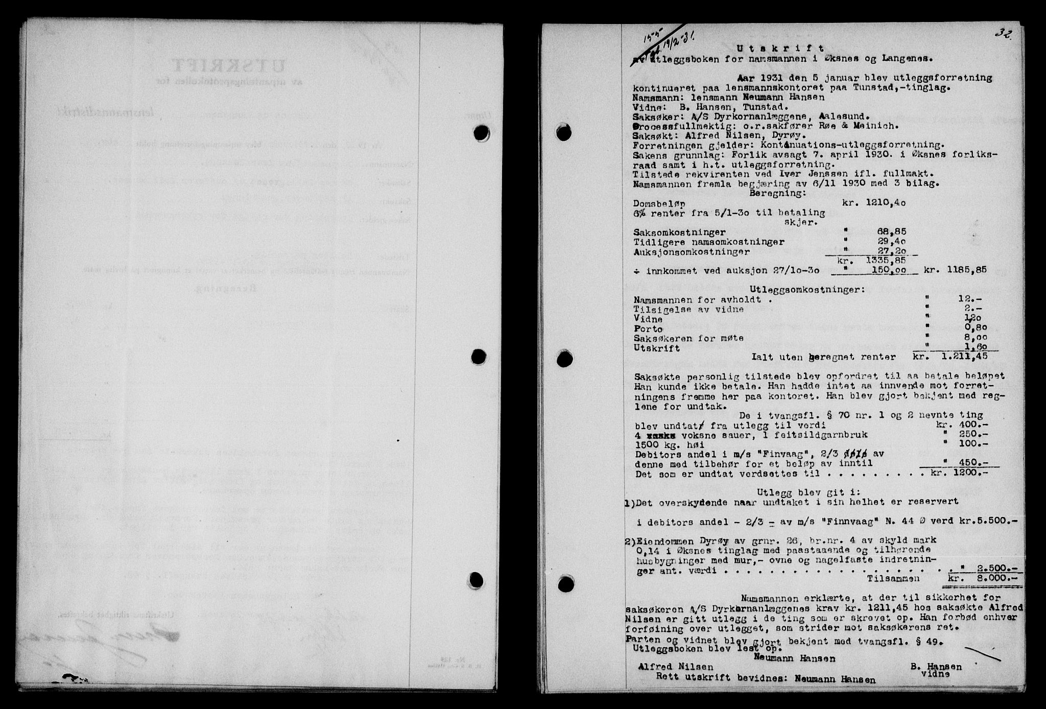 Vesterålen sorenskriveri, SAT/A-4180/1/2/2Ca/L0053: Pantebok nr. 46, 1931-1931, Tingl.dato: 19.02.1931