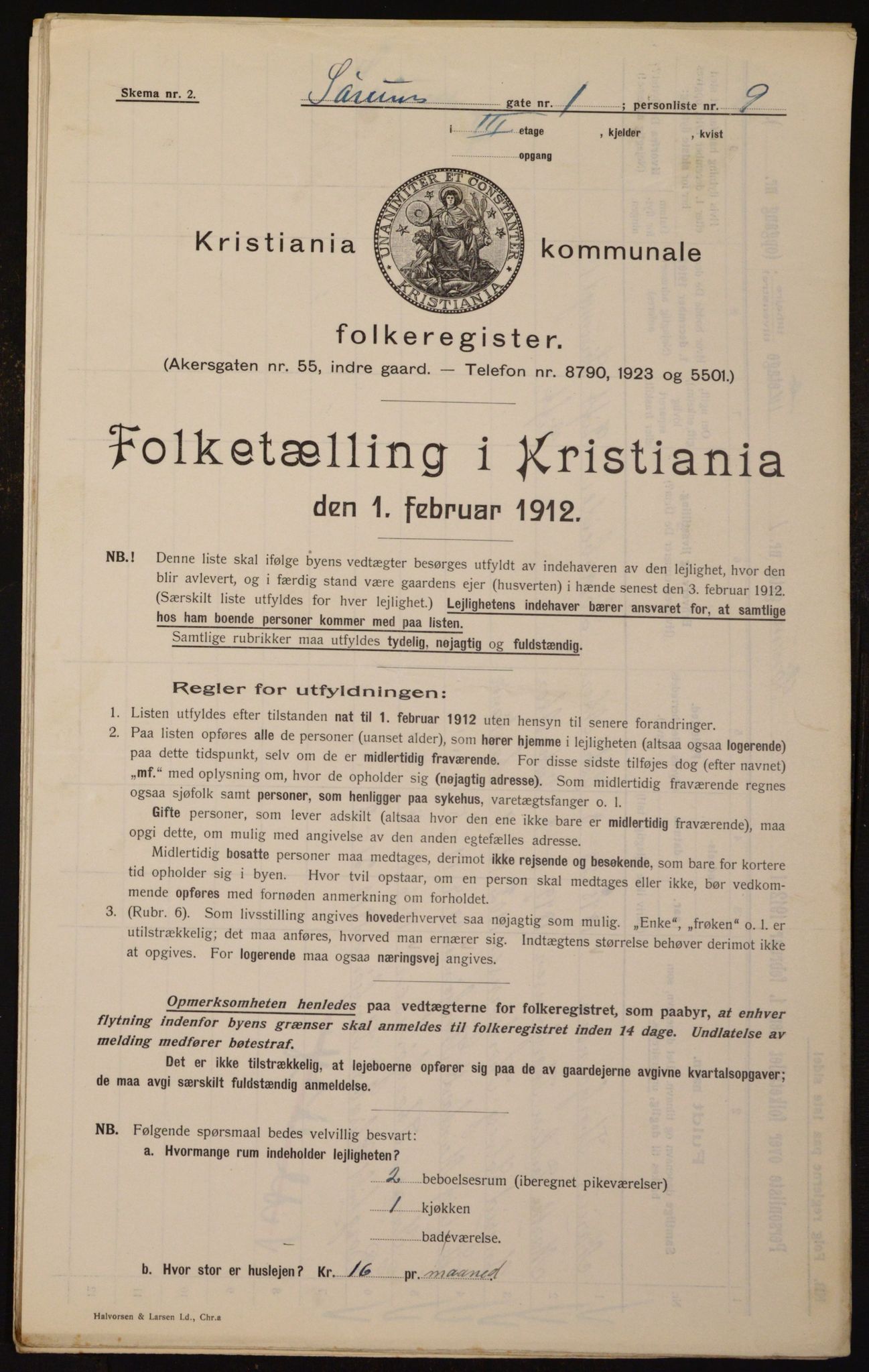 OBA, Kommunal folketelling 1.2.1912 for Kristiania, 1912, s. 106947