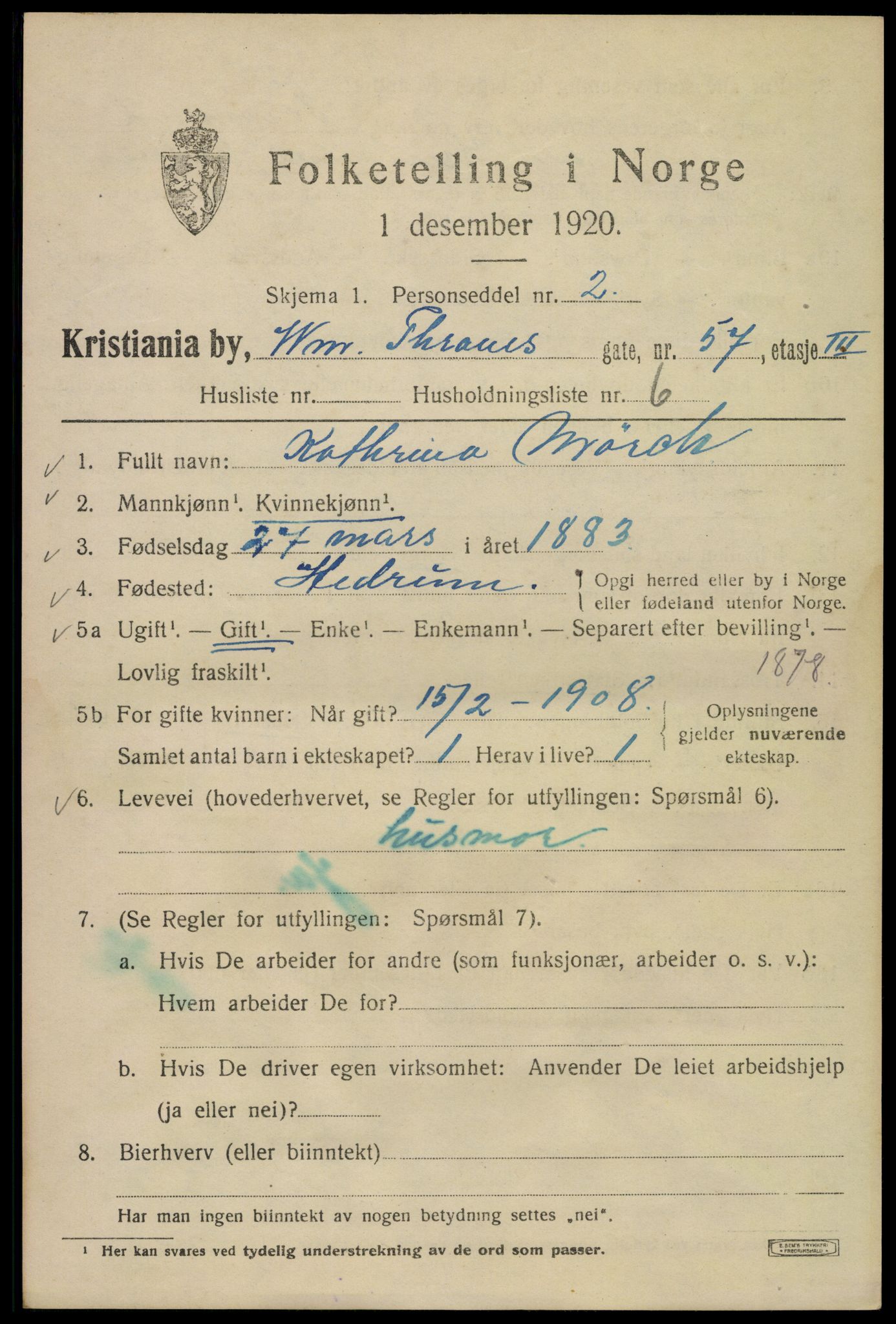 SAO, Folketelling 1920 for 0301 Kristiania kjøpstad, 1920, s. 648391