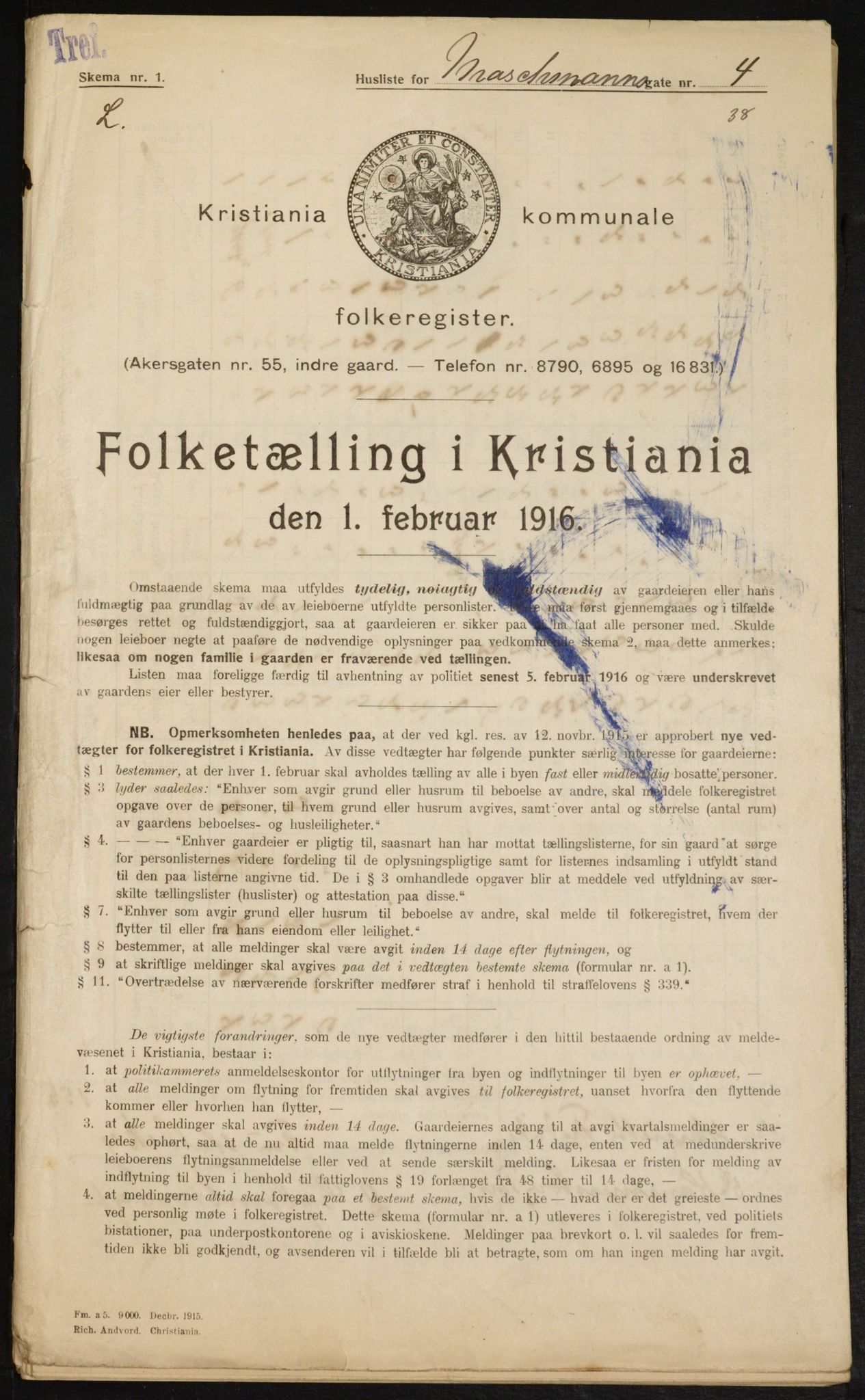 OBA, Kommunal folketelling 1.2.1916 for Kristiania, 1916, s. 66416