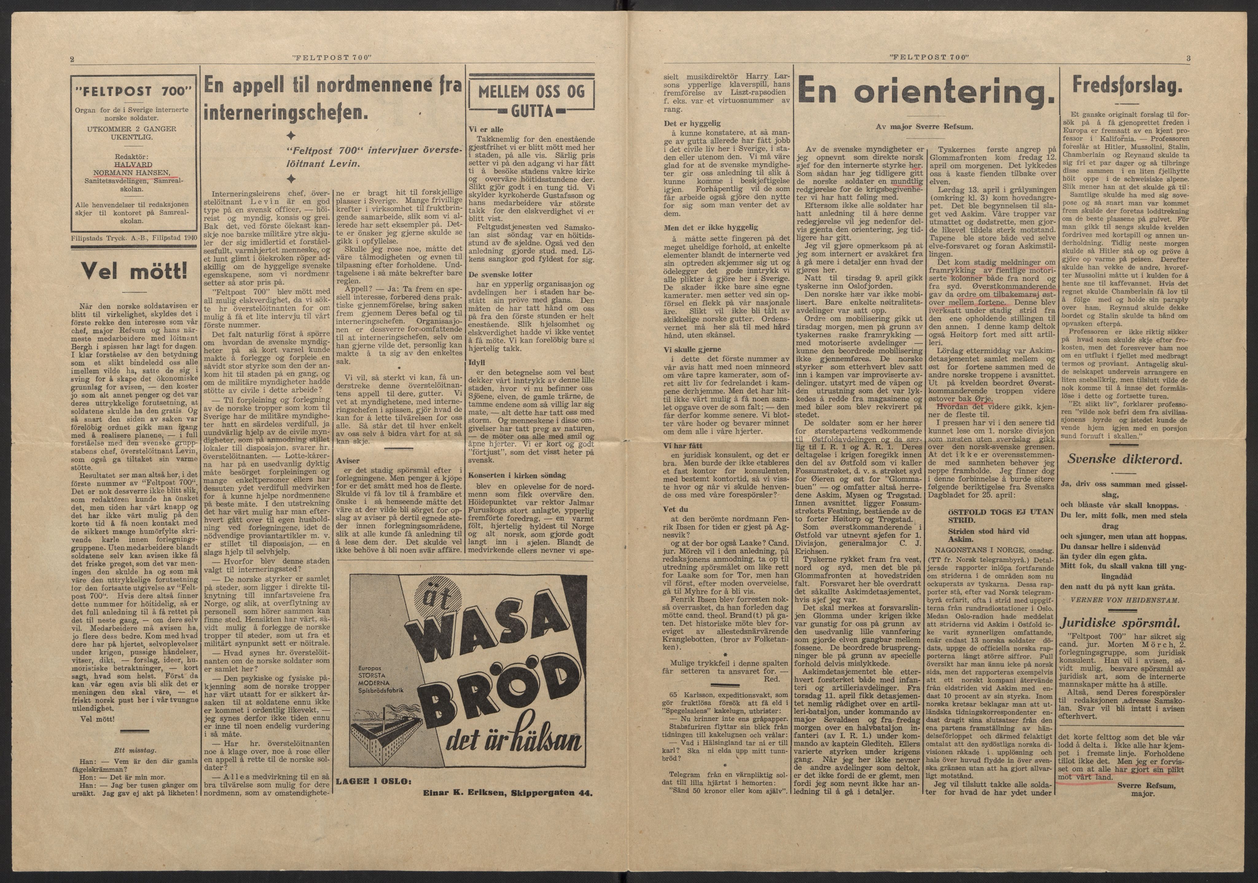 Forsvaret, Forsvarets krigshistoriske avdeling, AV/RA-RAFA-2017/Y/Yf/L0204: II-C-11-2110 - Norske internert i Sverige 1940 / Tysk frigivelse av norsk soldat, 1940, s. 139