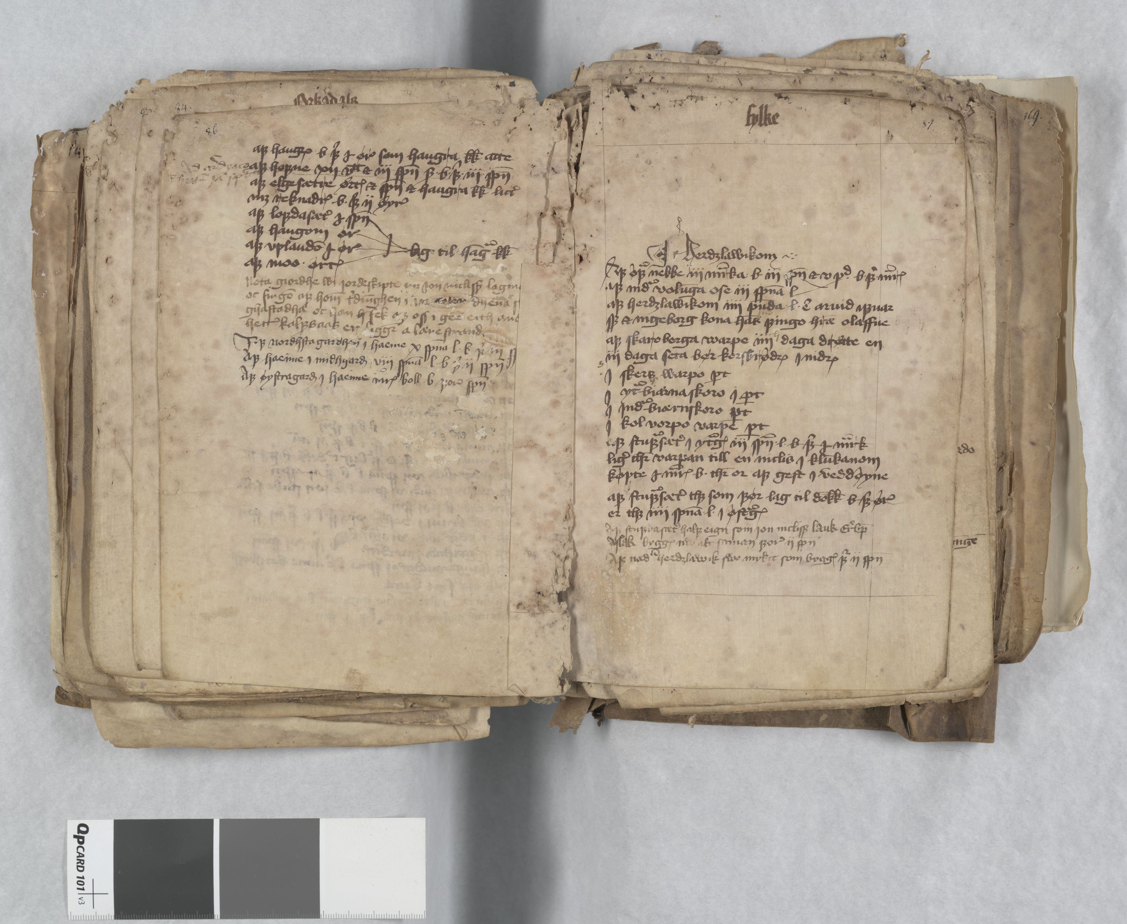 Riksarkivets diplomsamling, AV/RA-EA-5965/F13/F13b/L0013: NRA dipl. München papir, nr. 4292 Aslak Bolts jordebok., 1430-1439, s. 86-87
