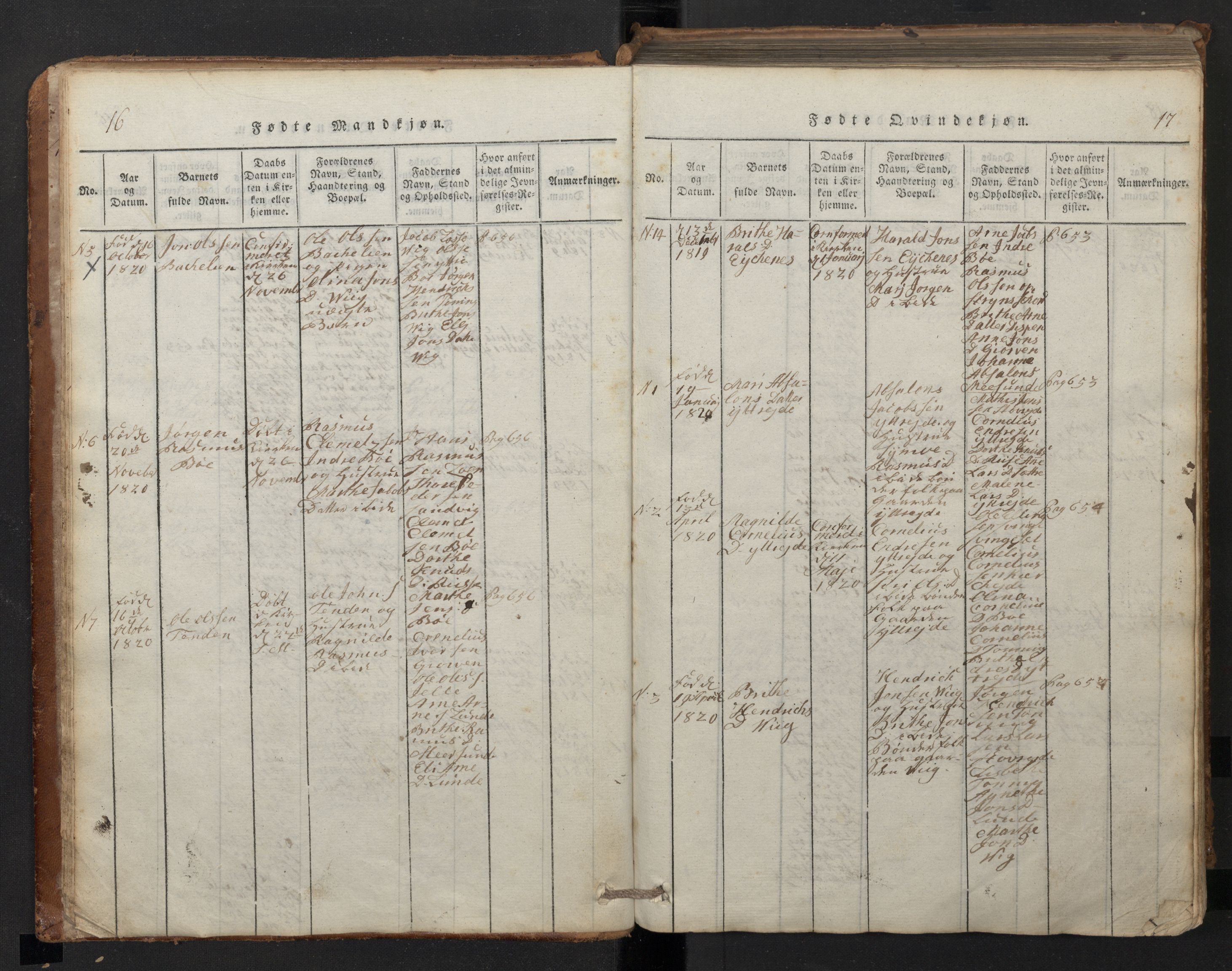 Stryn Sokneprestembete, SAB/A-82501: Klokkerbok nr. A 1, 1816-1844, s. 16-17