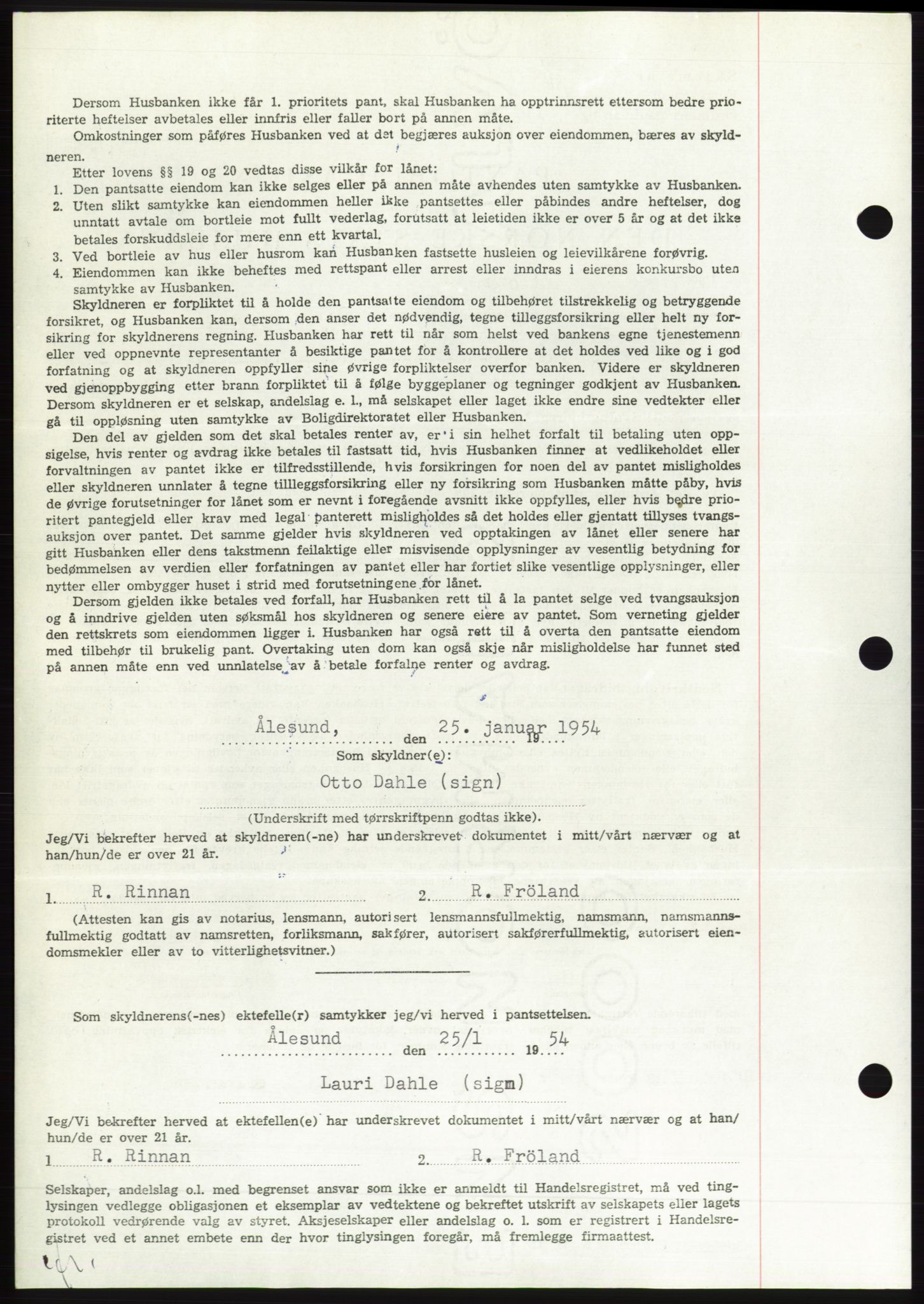 Søre Sunnmøre sorenskriveri, AV/SAT-A-4122/1/2/2C/L0124: Pantebok nr. 12B, 1953-1954, Dagboknr: 275/1954