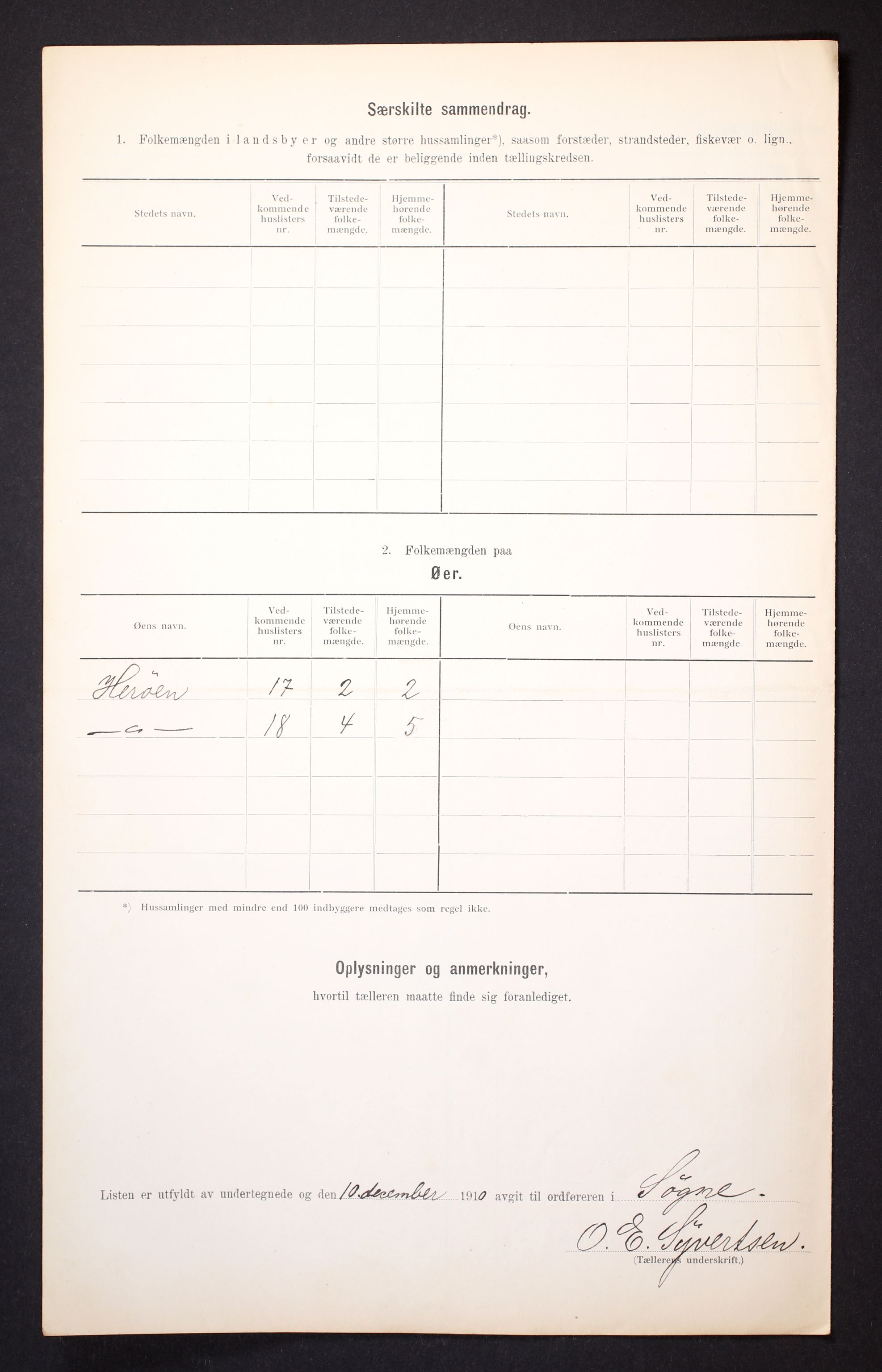 RA, Folketelling 1910 for 1018 Søgne herred, 1910, s. 9