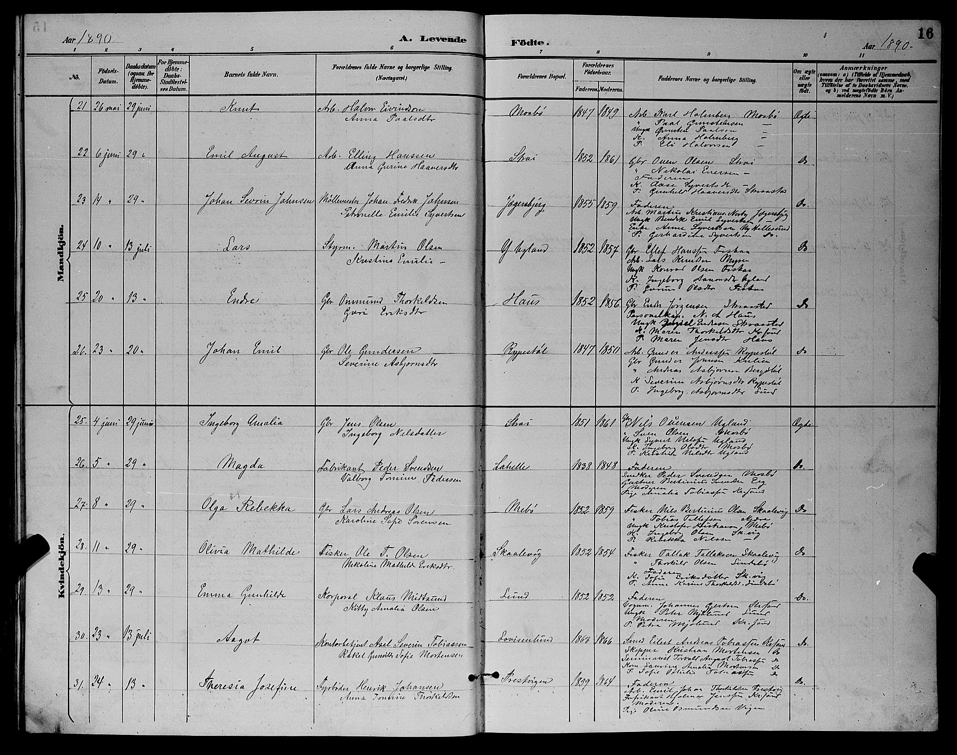Oddernes sokneprestkontor, AV/SAK-1111-0033/F/Fb/Fba/L0008: Klokkerbok nr. B 8, 1887-1898, s. 16