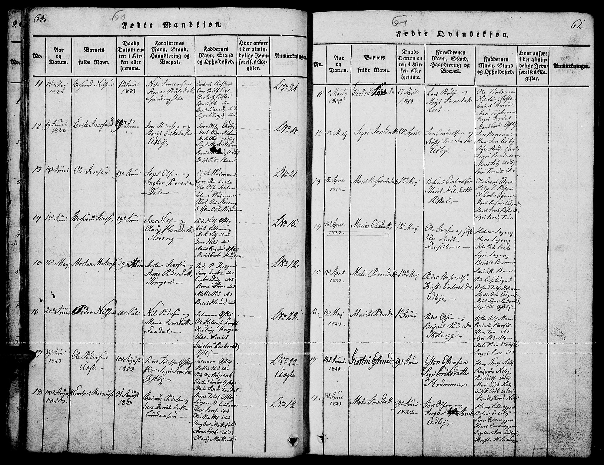 Tynset prestekontor, SAH/PREST-058/H/Ha/Hab/L0001: Klokkerbok nr. 1, 1814-1859, s. 60-61