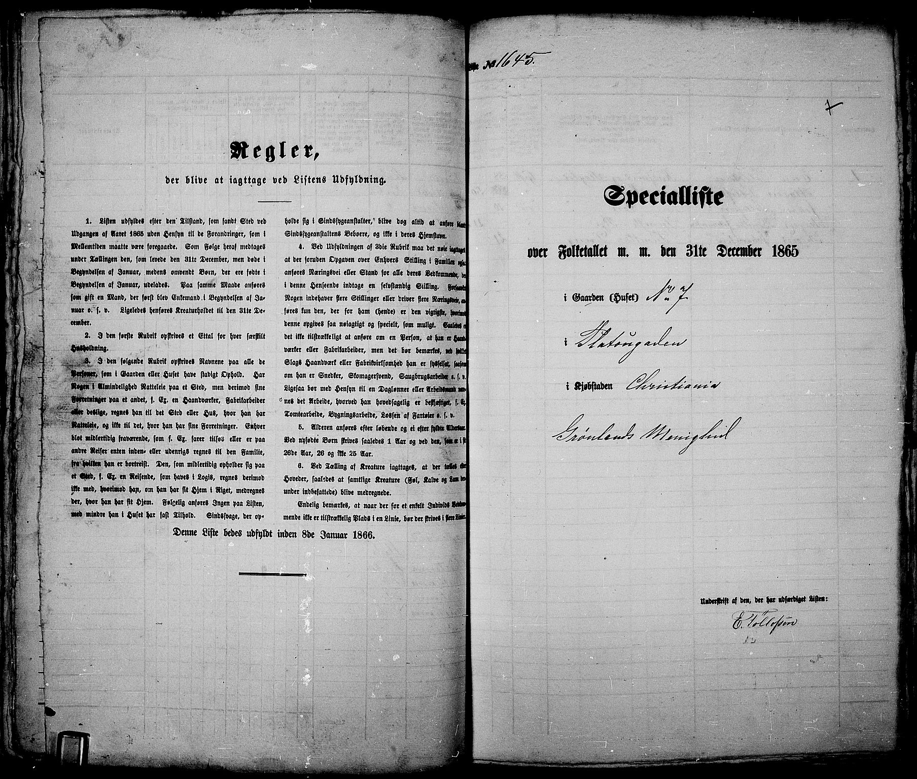 RA, Folketelling 1865 for 0301 Kristiania kjøpstad, 1865, s. 3729