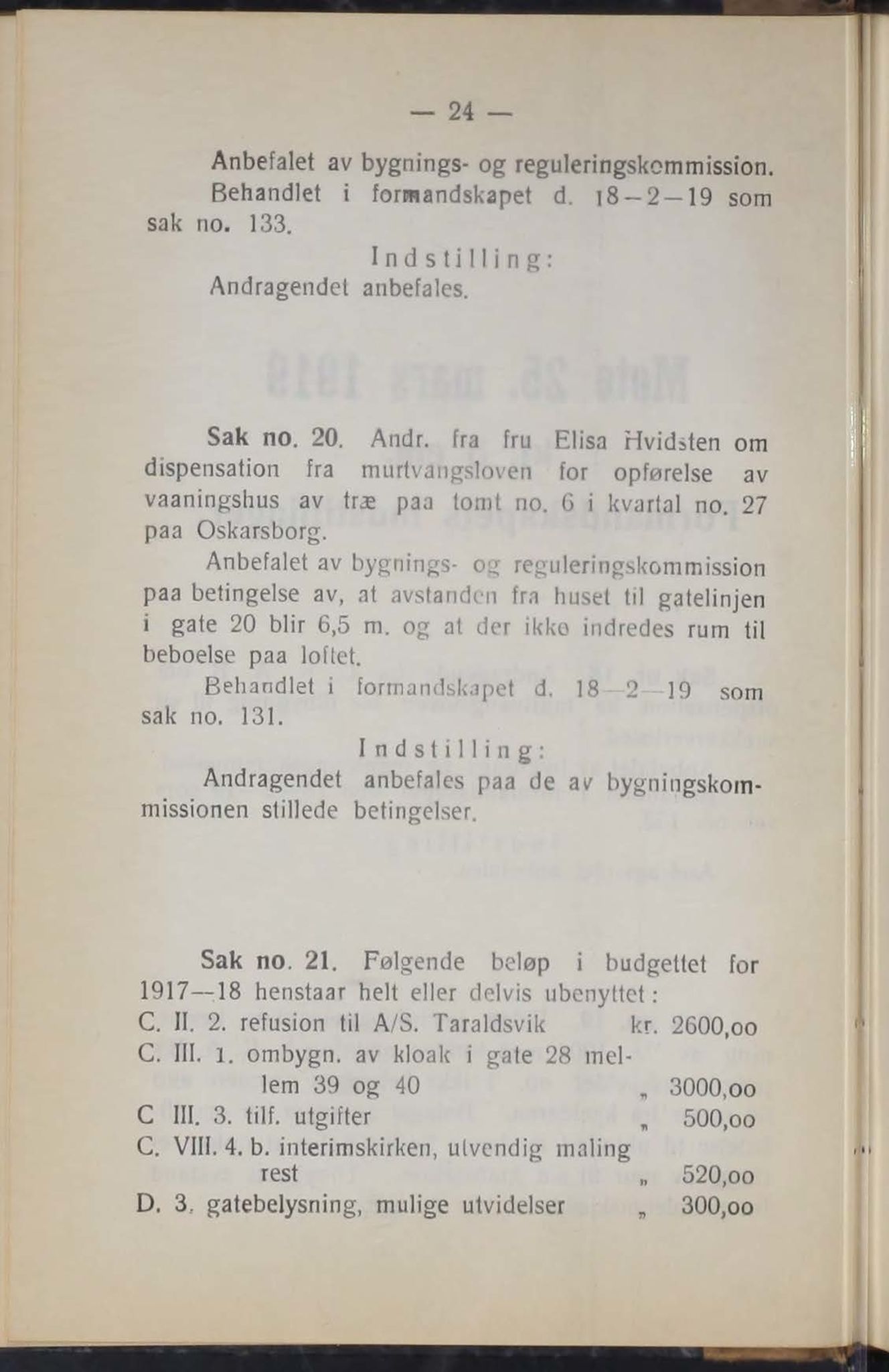 Narvik kommune. Formannskap , AIN/K-18050.150/A/Ab/L0009: Møtebok, 1919