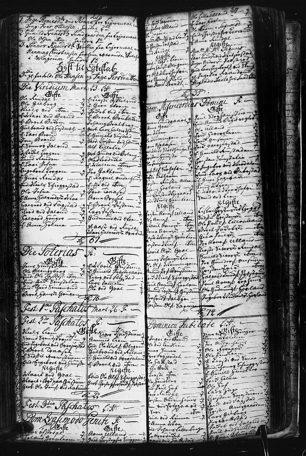 Fåberg prestekontor, AV/SAH-PREST-086/H/Ha/Hab/L0001: Klokkerbok nr. 1, 1727-1767, s. 210-211