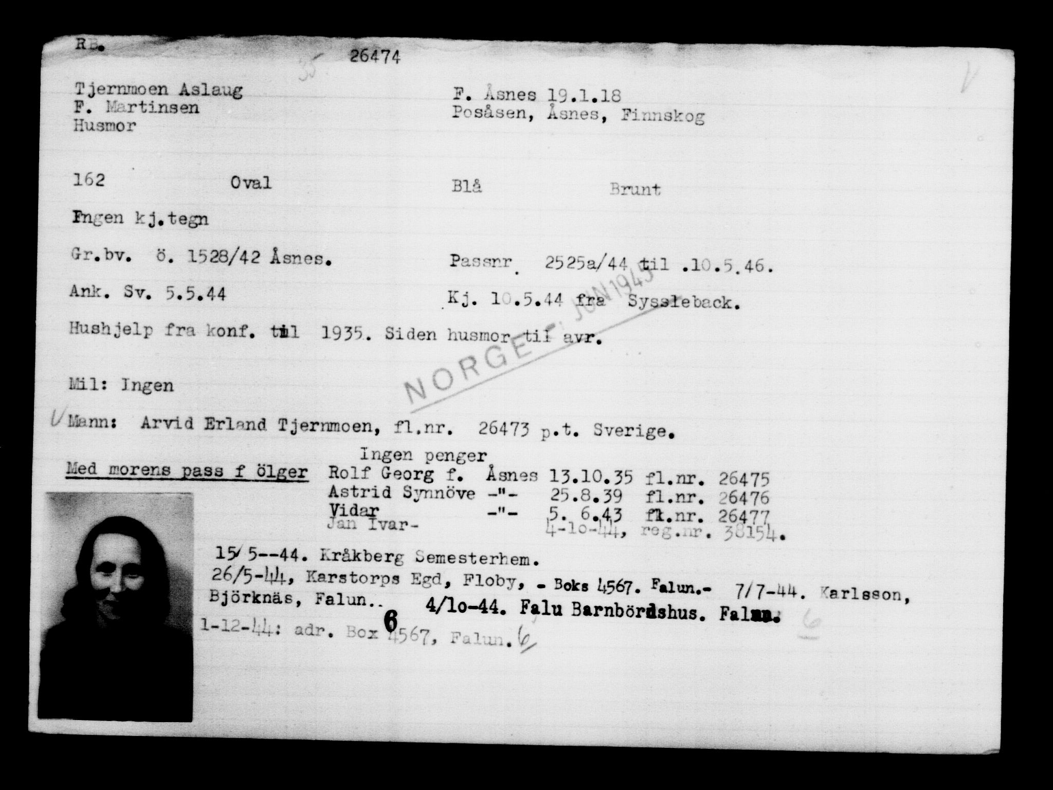 Den Kgl. Norske Legasjons Flyktningskontor, AV/RA-S-6753/V/Va/L0011: Kjesäterkartoteket.  Flyktningenr. 25300-28349, 1940-1945, s. 1235