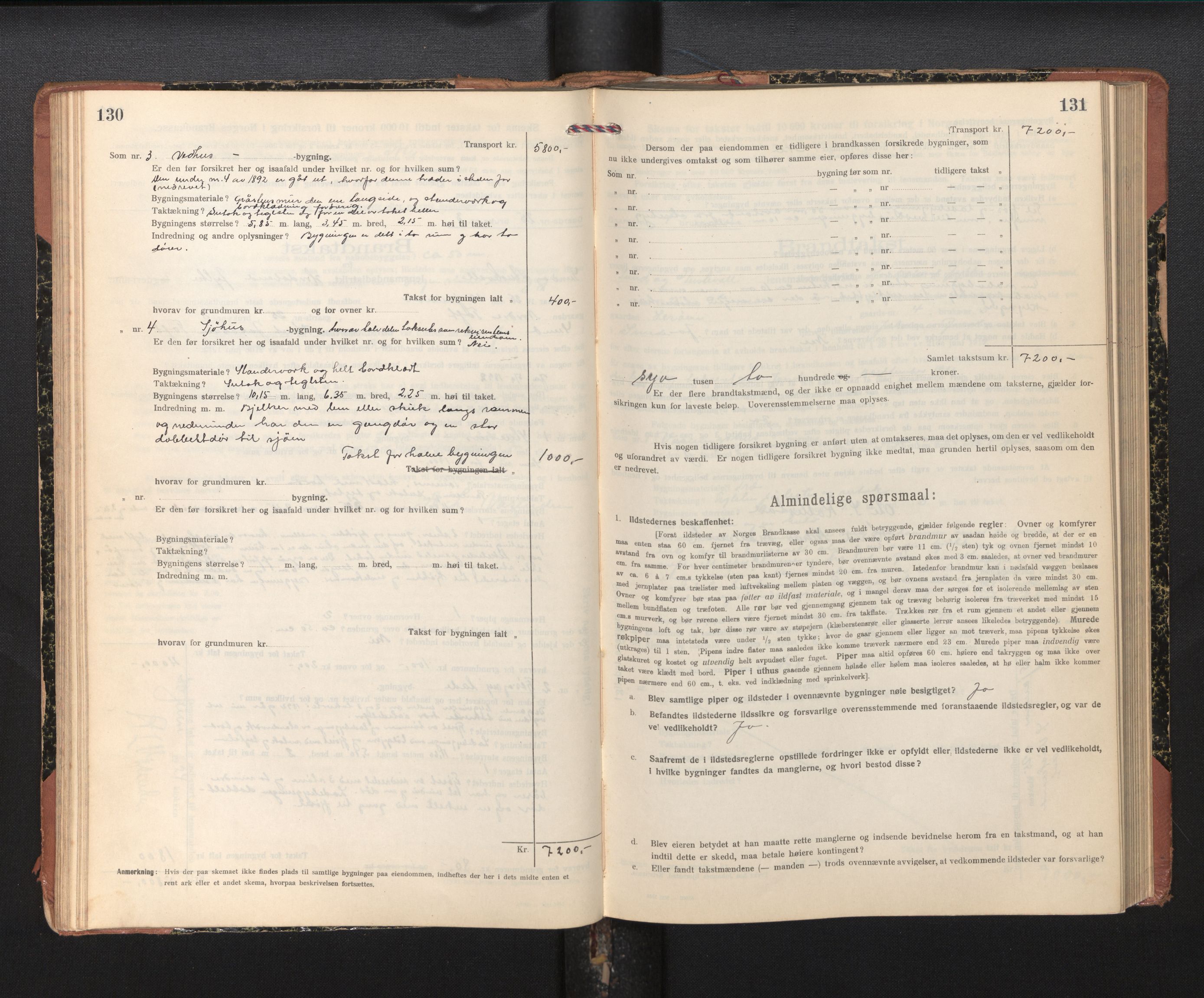 Lensmannen i Sund og Austevoll, SAB/A-35201/0012/L0004: Branntakstprotokoll, skjematakst, 1917-1949, s. 130-131