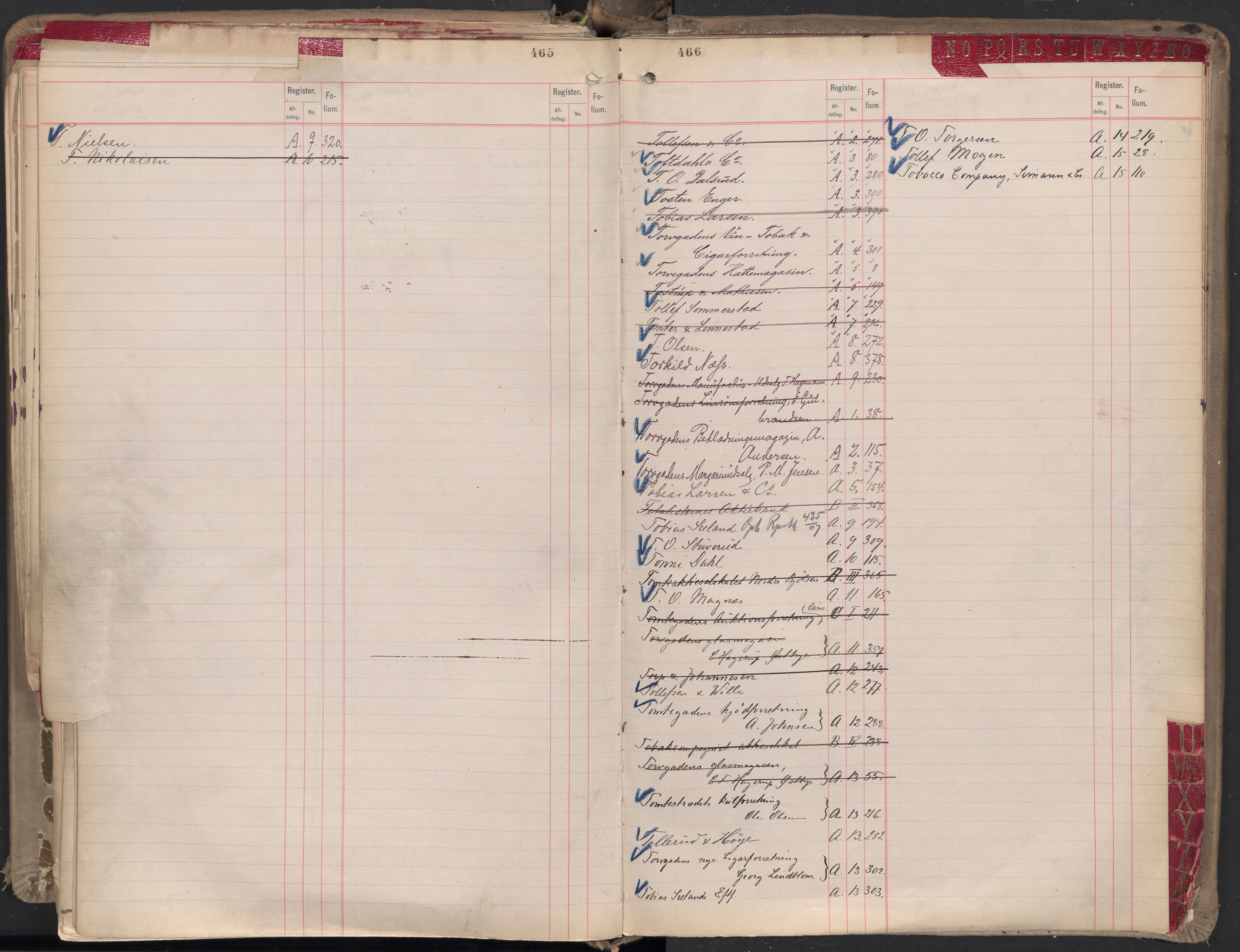 Oslo byfogd avd. II, AV/SAO-A-10942/G/Ga/Gaa/L0001: Firmaregister: A 1-15, B 1-4, C 1, 1890, s. 465-466