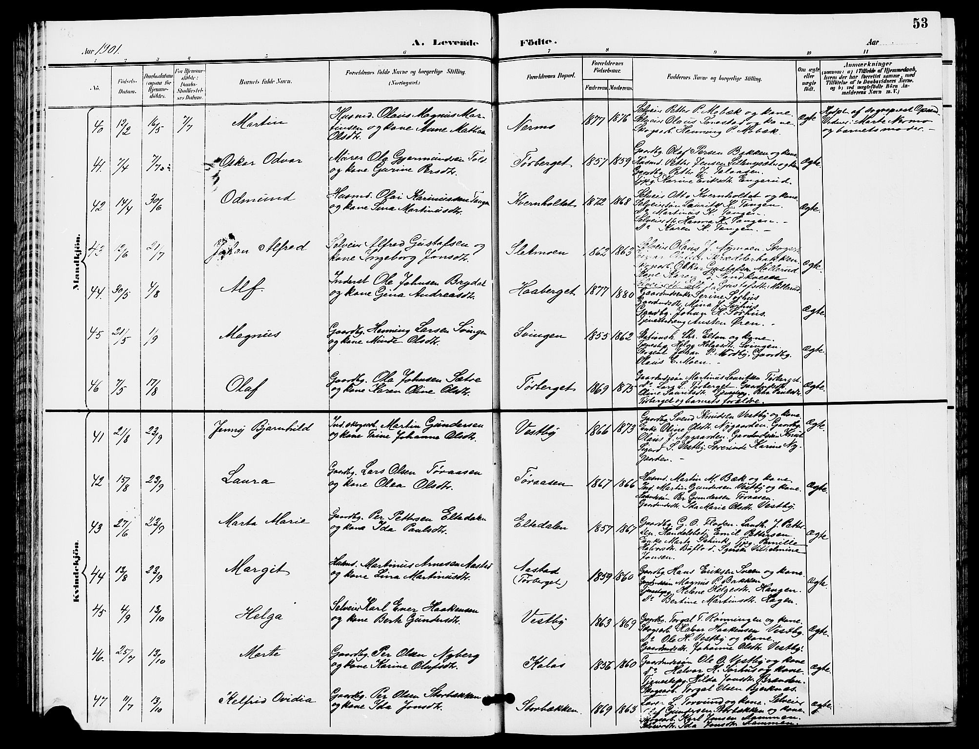 Trysil prestekontor, SAH/PREST-046/H/Ha/Hab/L0006: Klokkerbok nr. 6, 1896-1912, s. 53