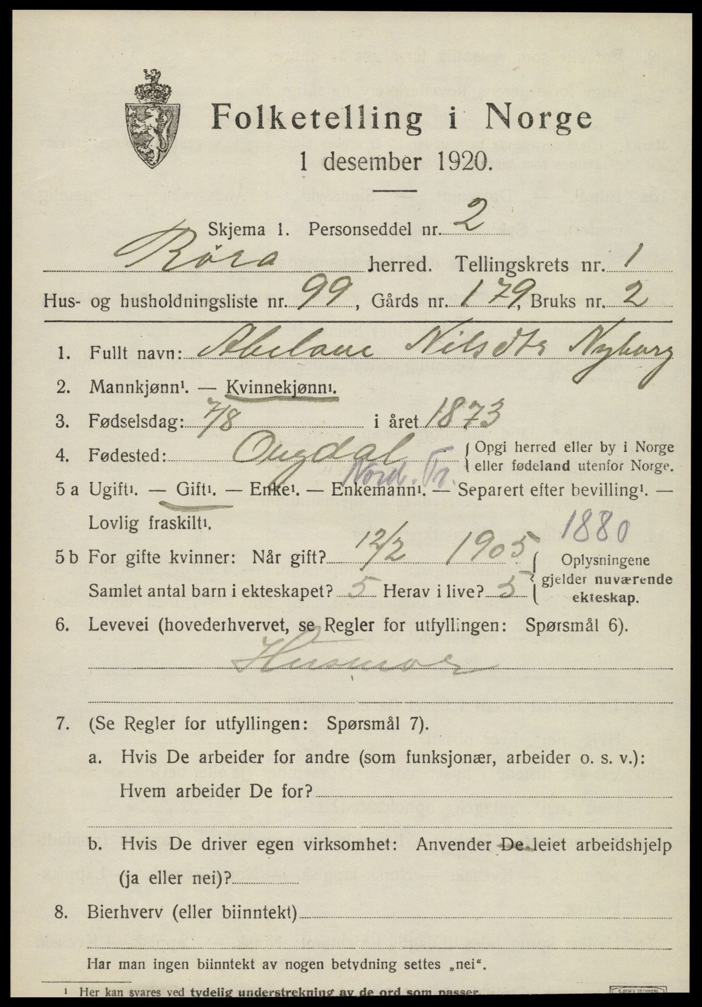 SAT, Folketelling 1920 for 1730 Røra herred, 1920, s. 1473