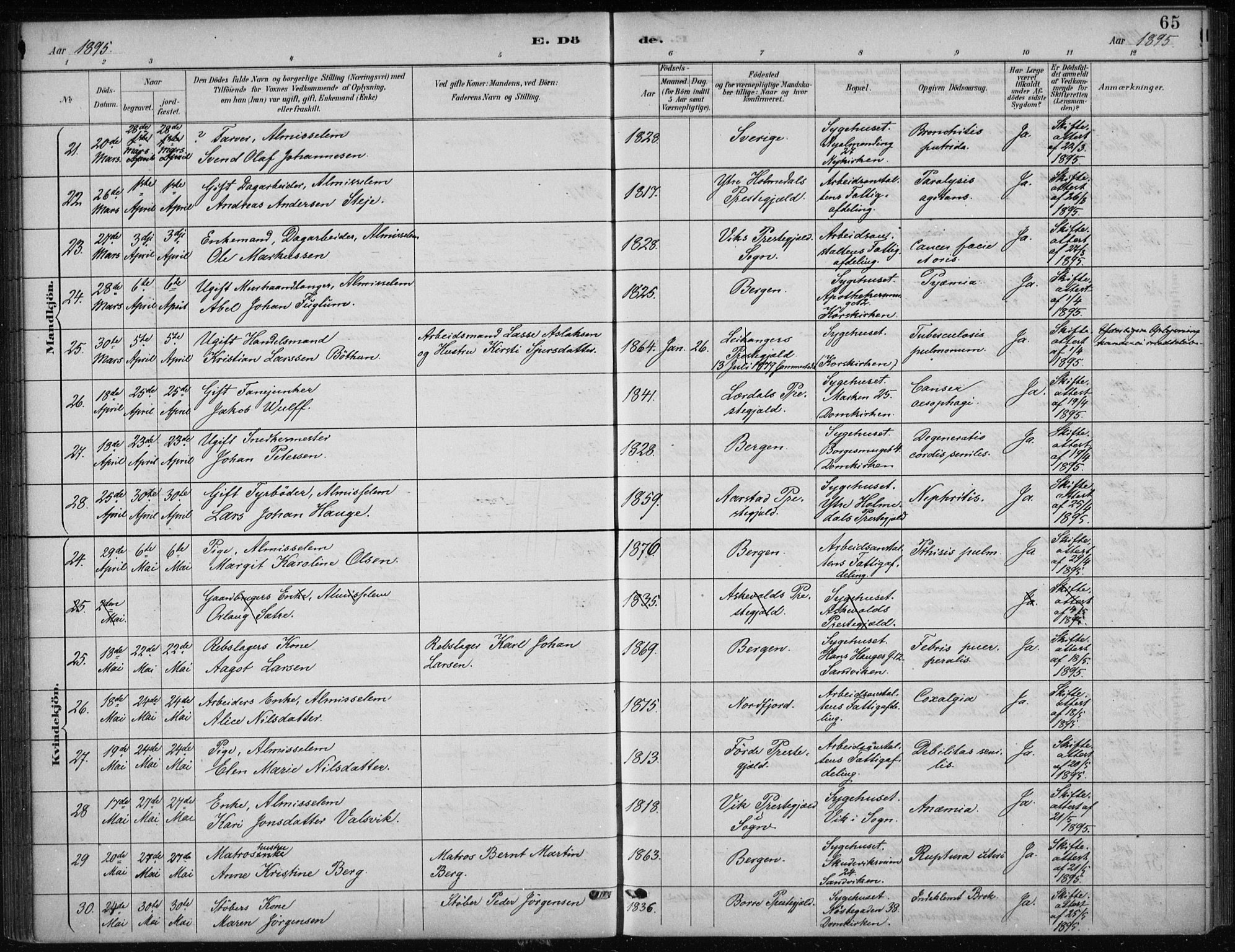 Bergen kommunale pleiehjem - stiftelsespresten, AV/SAB-A-100281: Ministerialbok nr. A 5, 1887-1908, s. 65