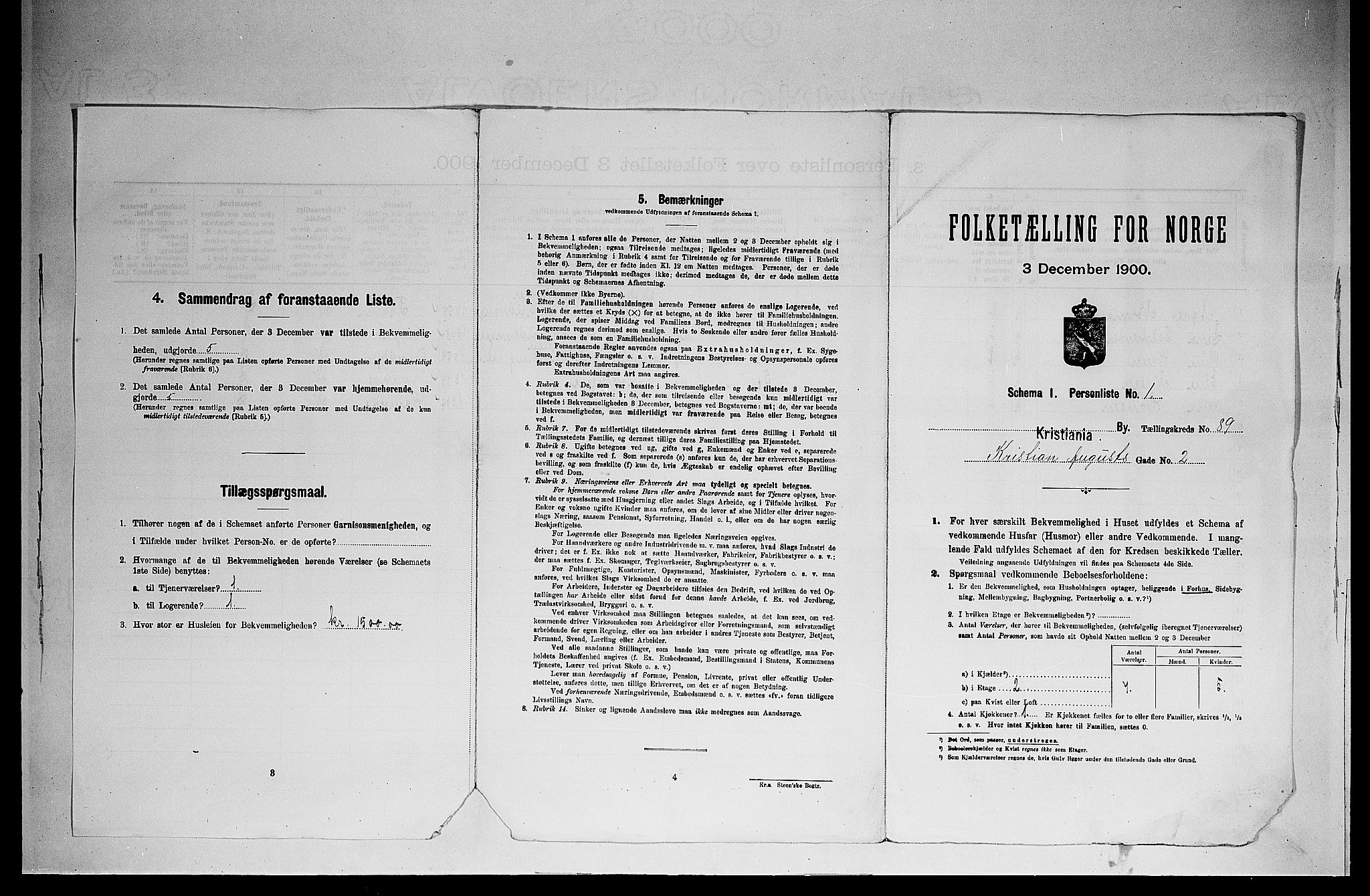 SAO, Folketelling 1900 for 0301 Kristiania kjøpstad, 1900, s. 11564